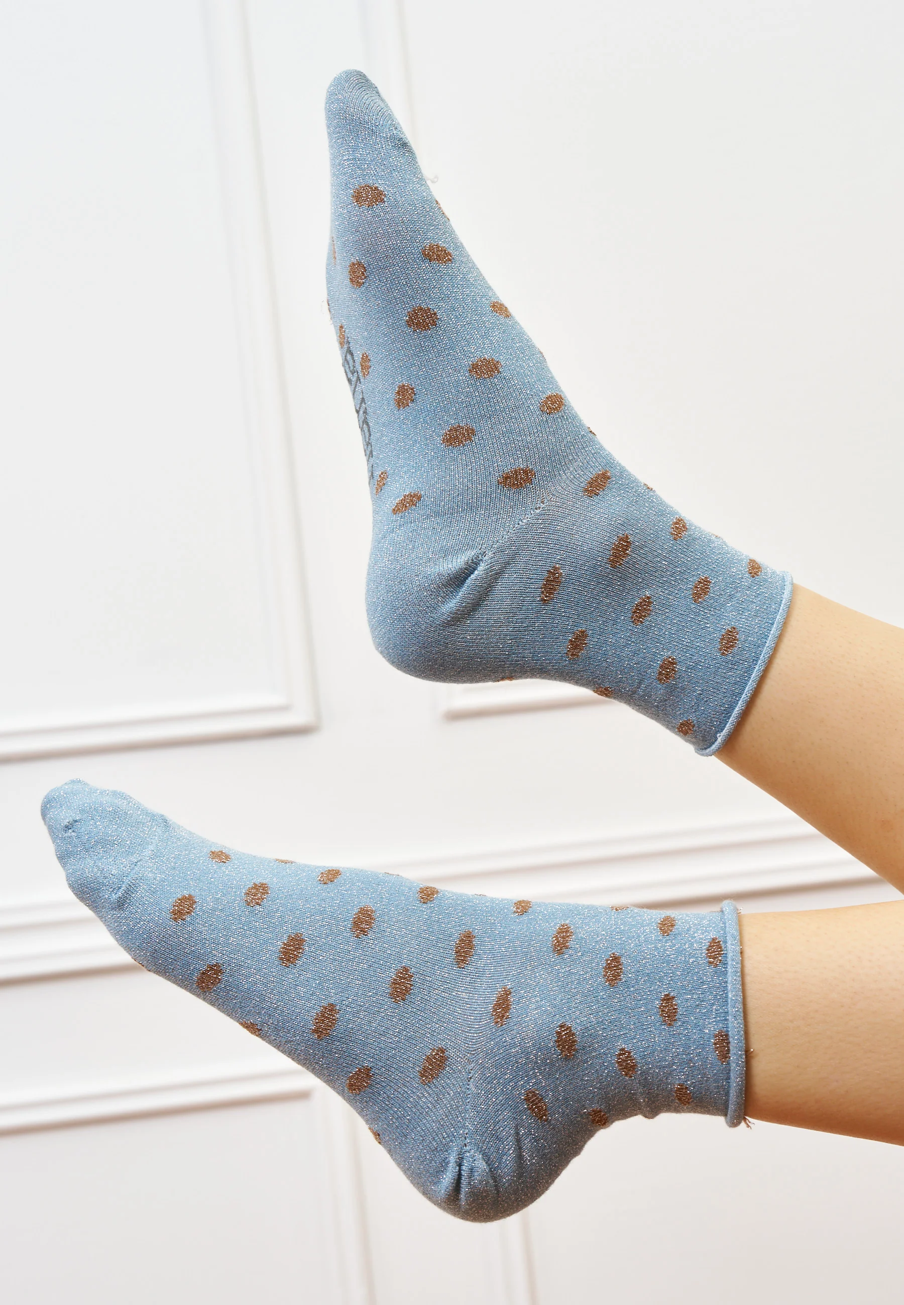 Calzini a pois in lurex - CELESTE
