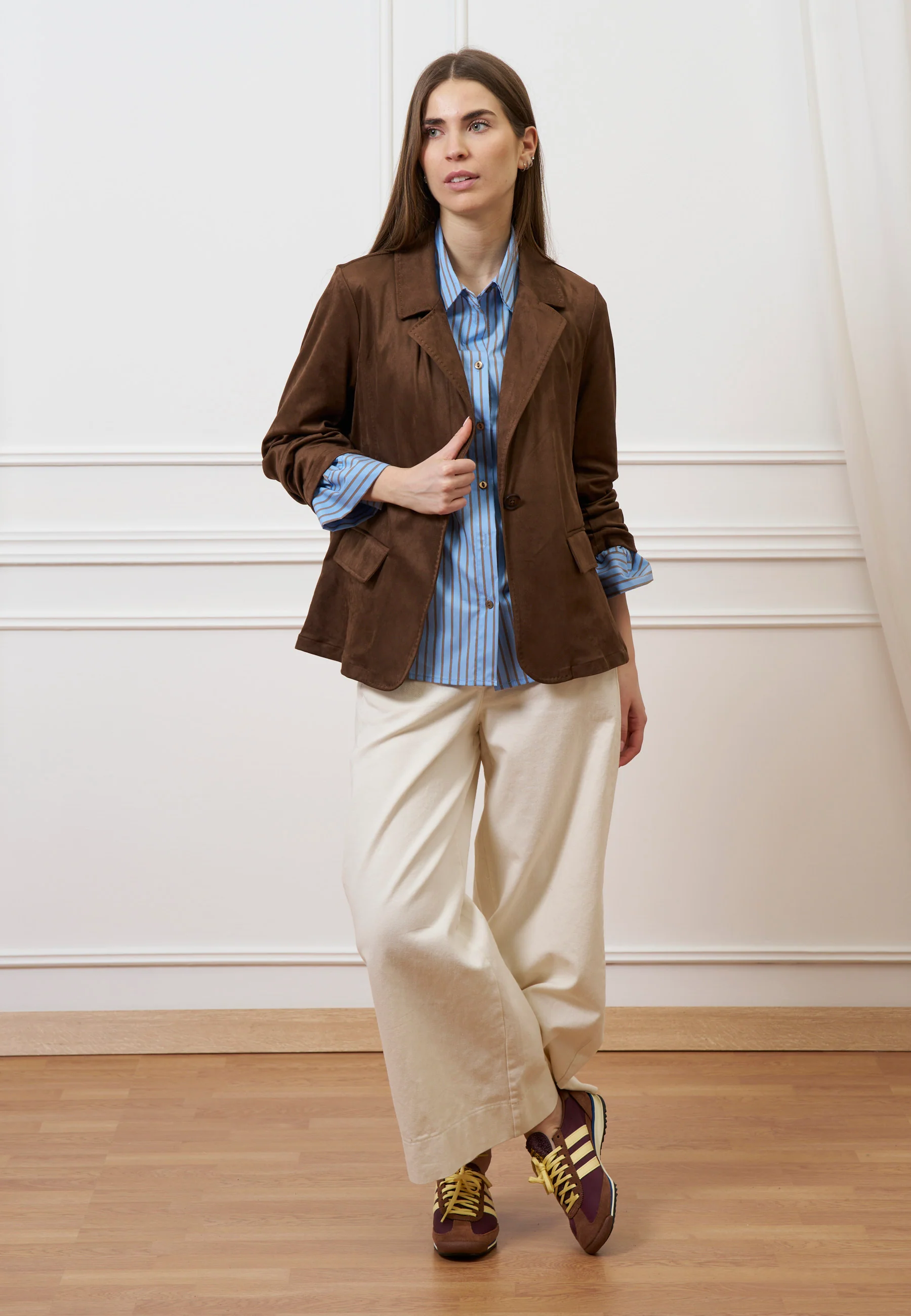 Camicia a righe con manica ampia - AZZURRO/TABACCO - Image 7