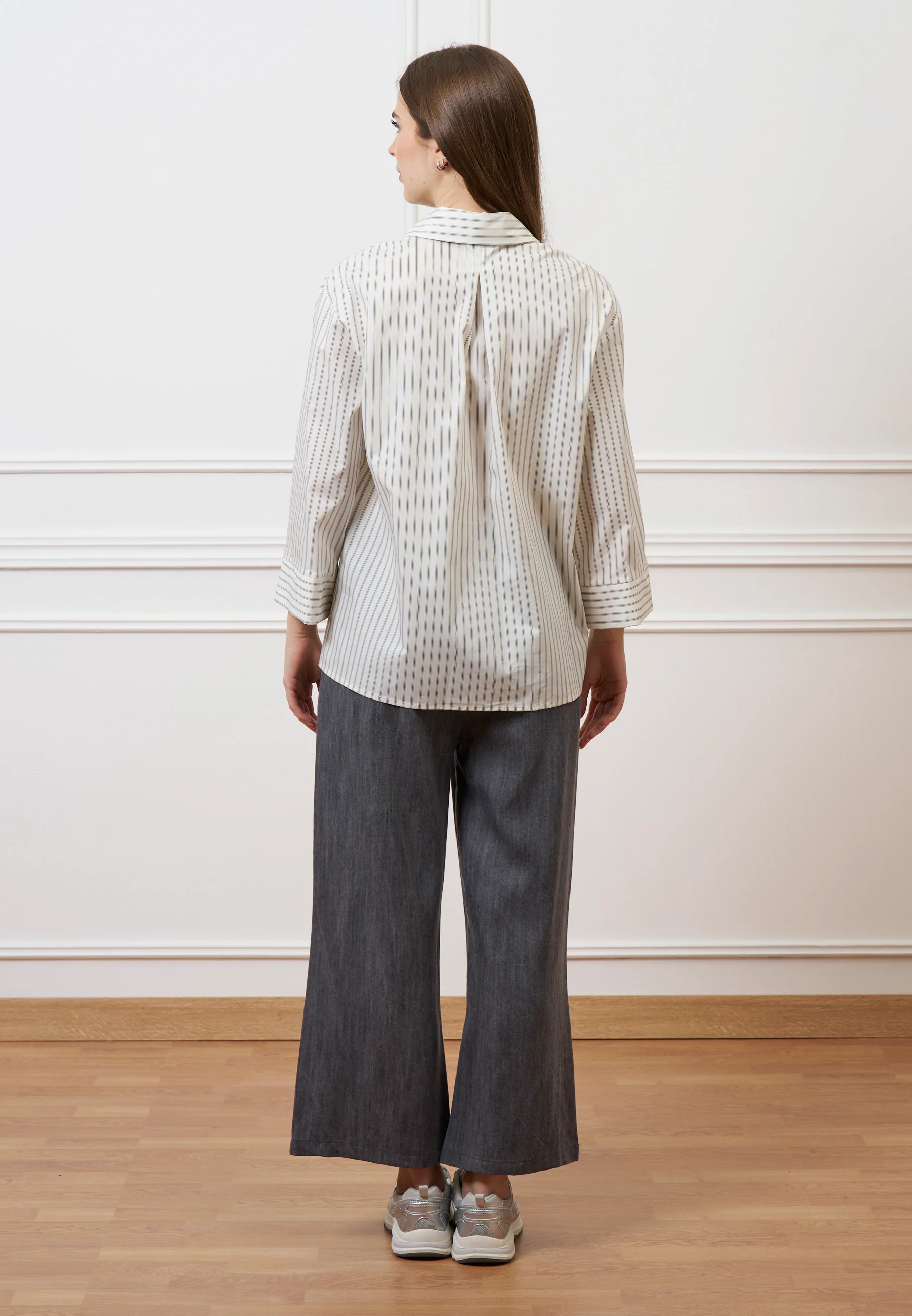 Camicia a righe con manica ampia - BIANCO/NERO - Image 5