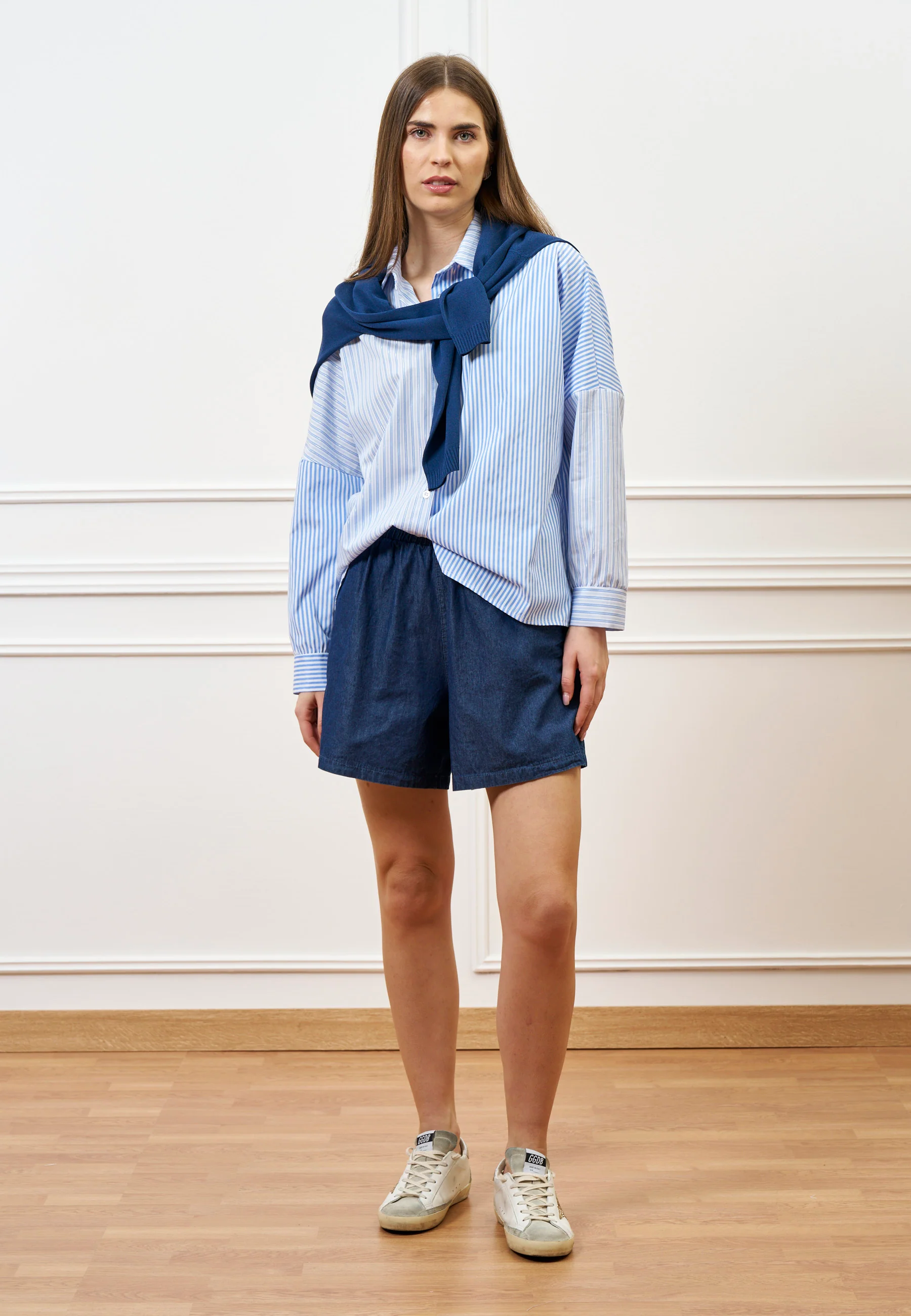 Camicia a righe sfalsate - BIANCO/CELESTE - Image 4