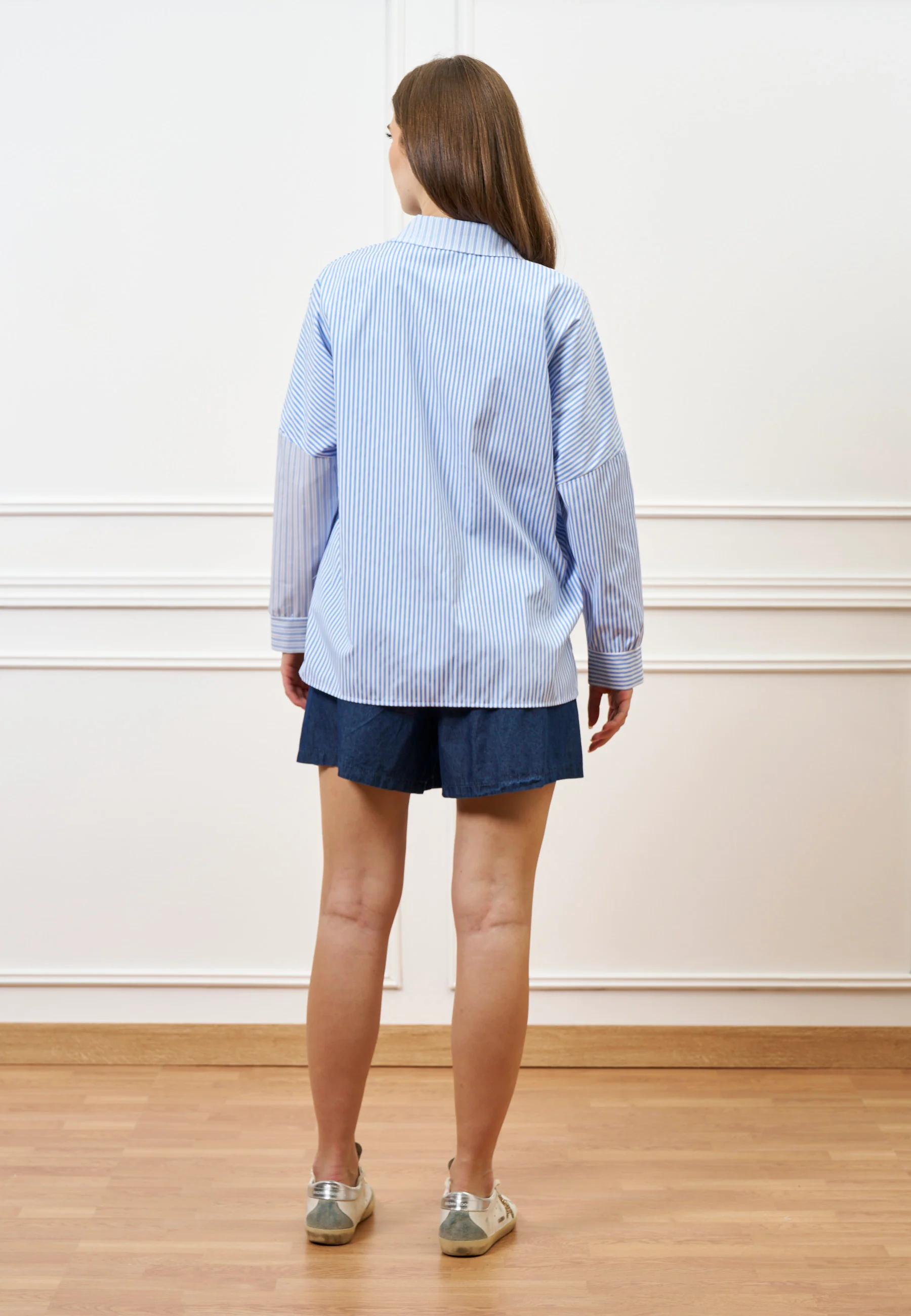 Camicia a righe sfalsate - BIANCO/CELESTE - Image 5