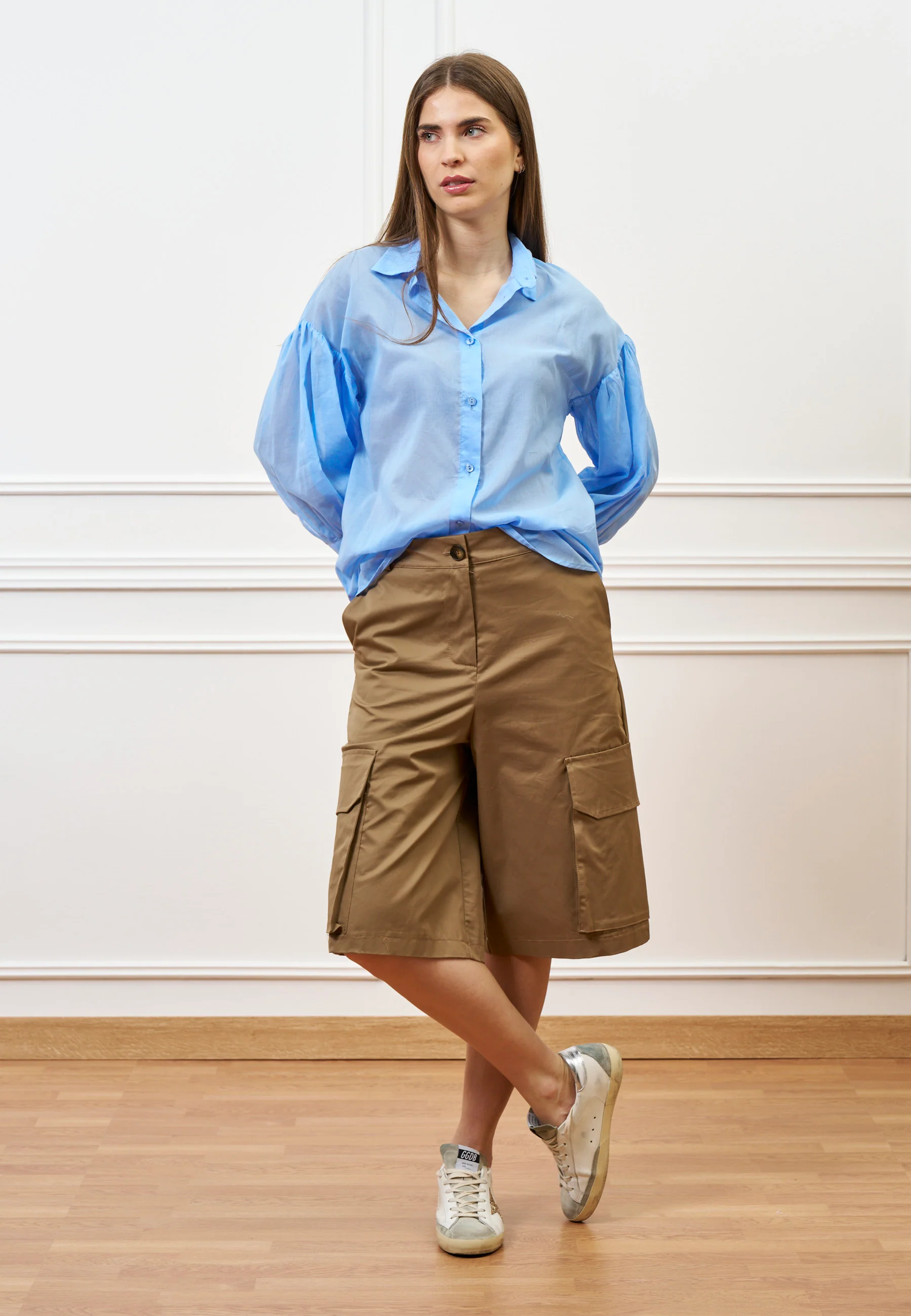 Camicia con maniche a palloncino - CELESTE - Image 4