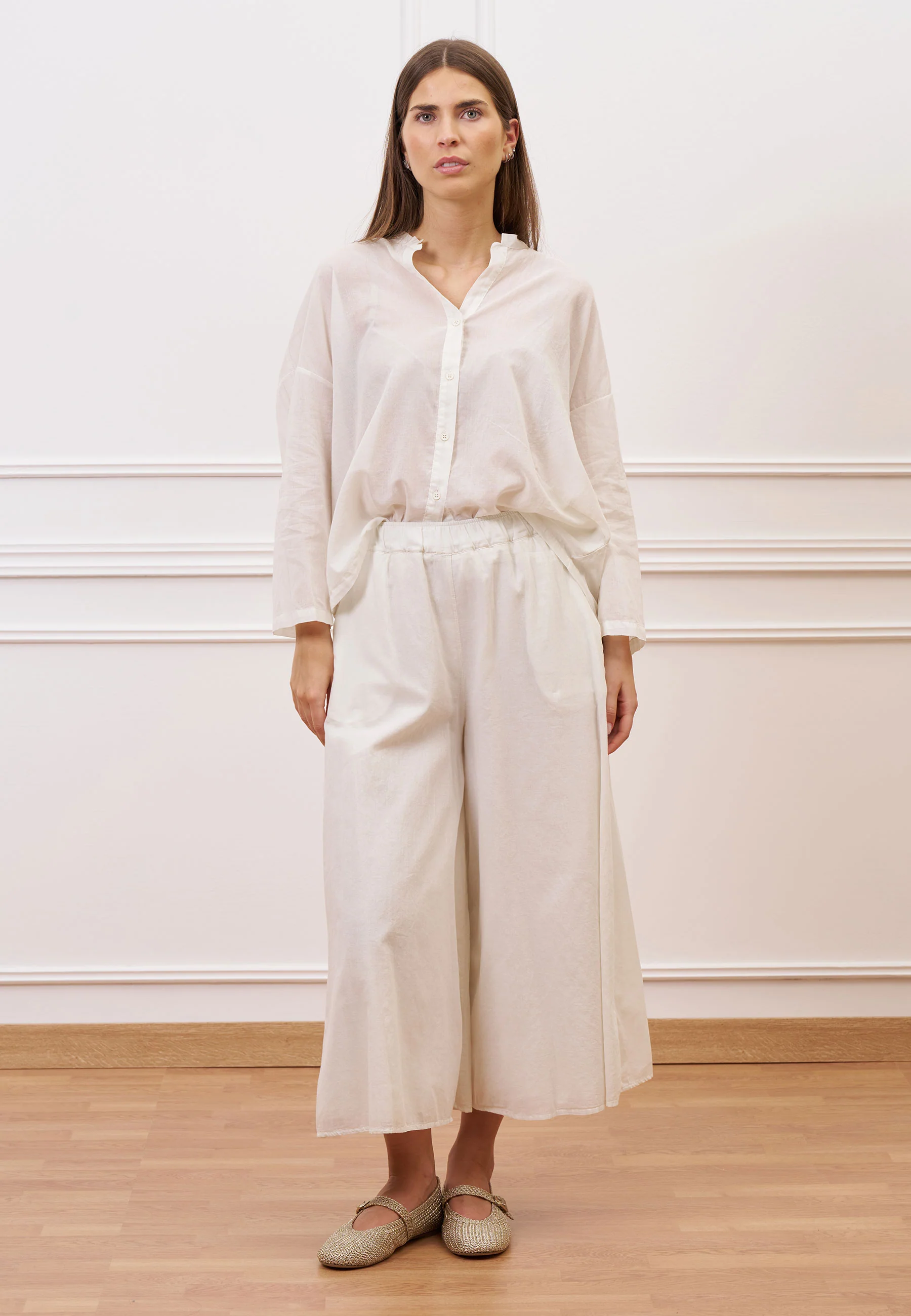 Camicia coreana in mussola - AVORIO - Image 3