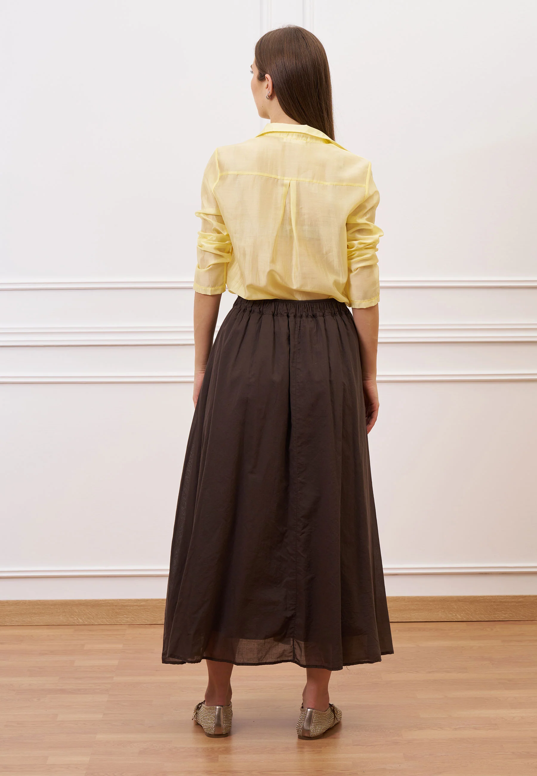 Camicia dritta in mussola - GIALLO - Image 7