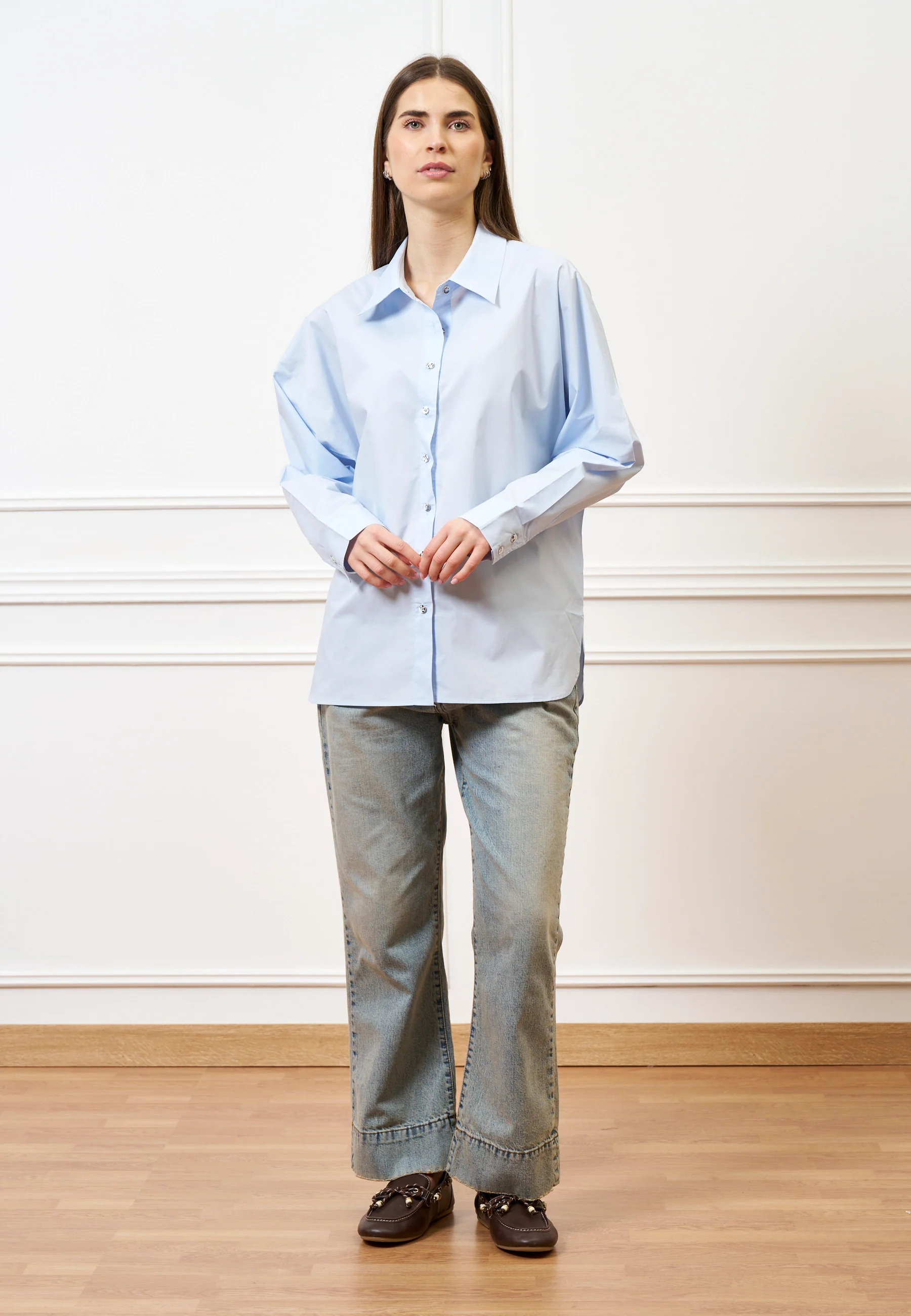 Camicia maniche a pipistrello - CELESTE - Image 3