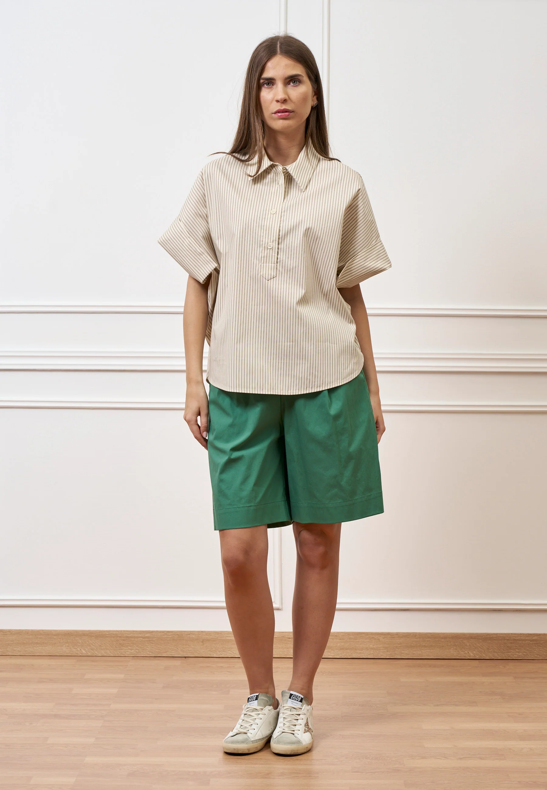 Camicia over a righe - BEIGE - Image 3