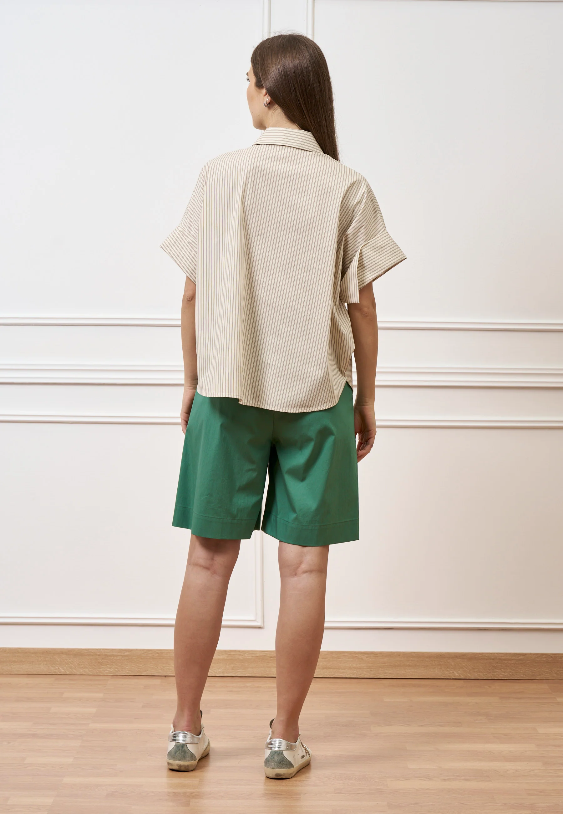 Camicia over a righe - BEIGE - Image 5