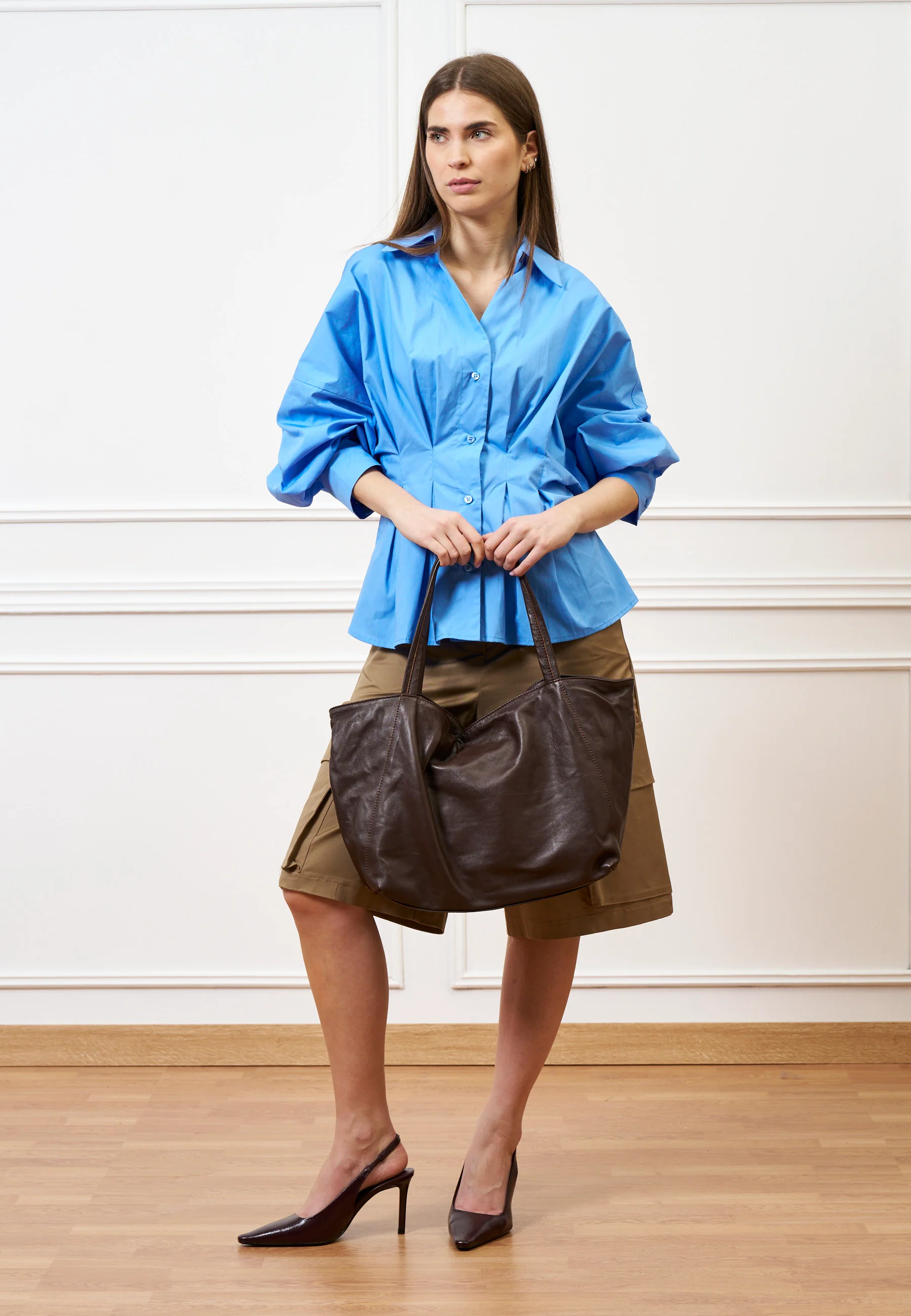 Camicia over con pince - CELESTE - Image 4