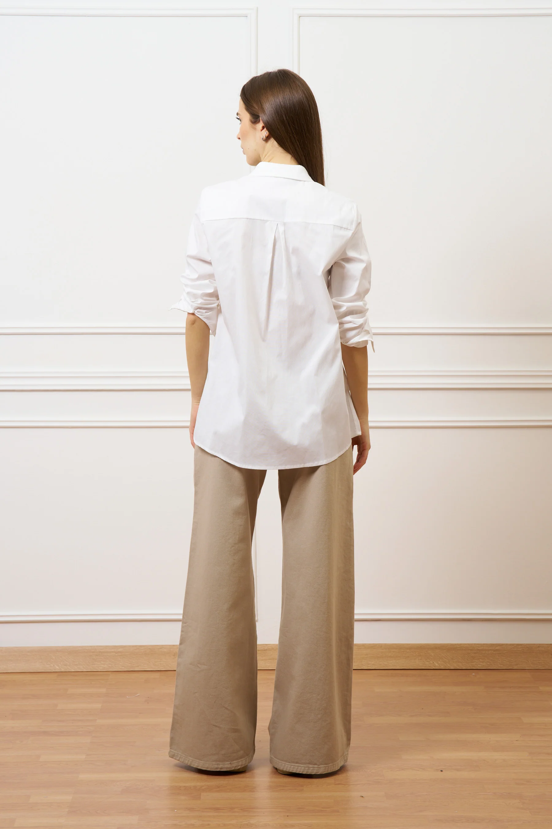 Camicia over lunga in cotone - BIANCO - Image 4