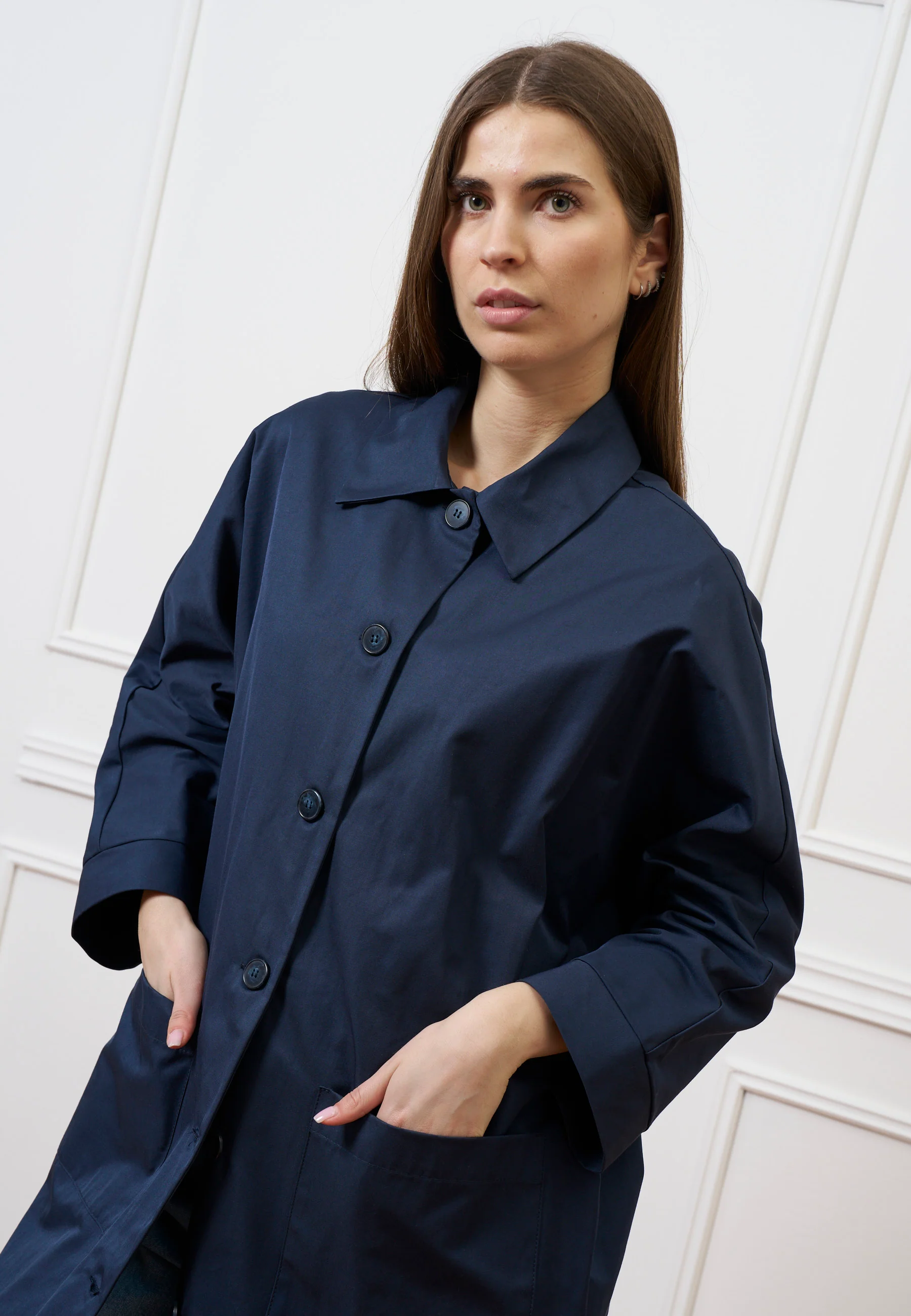 Cappotto a ovetto in cotone - BLU - Image 10