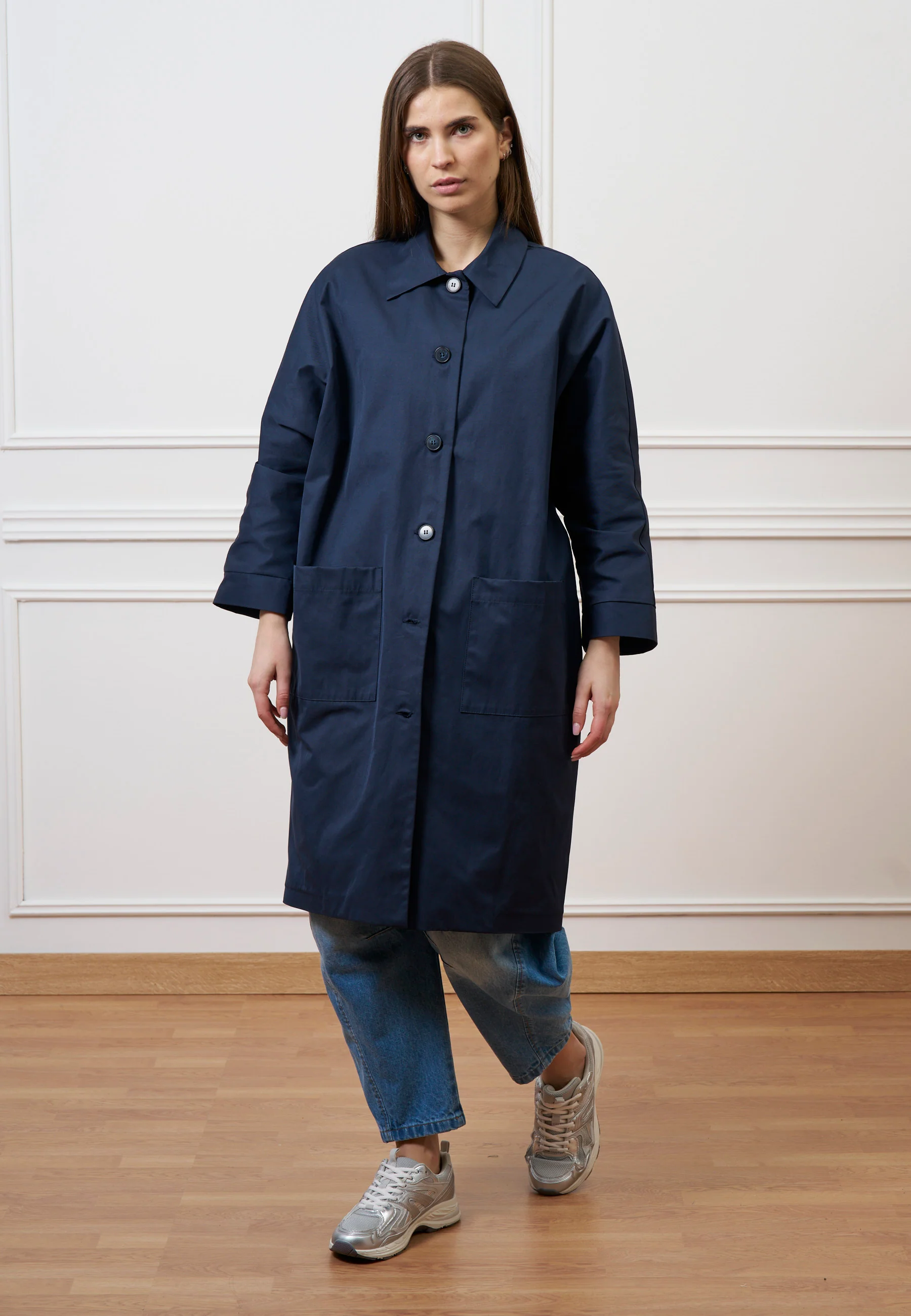 Cappotto a ovetto in cotone - BLU - Image 6