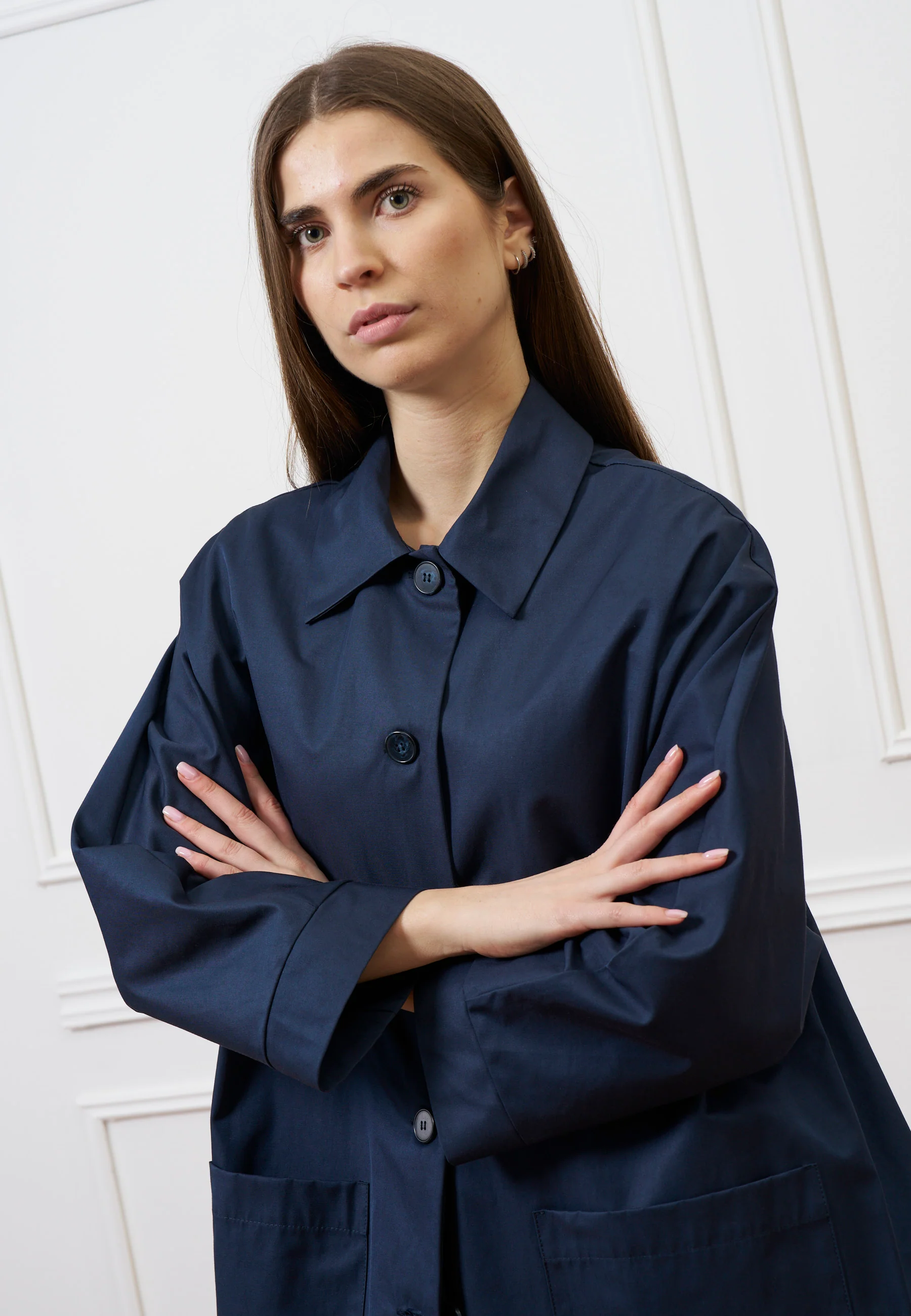 Cappotto a ovetto in cotone - BLU - Image 9