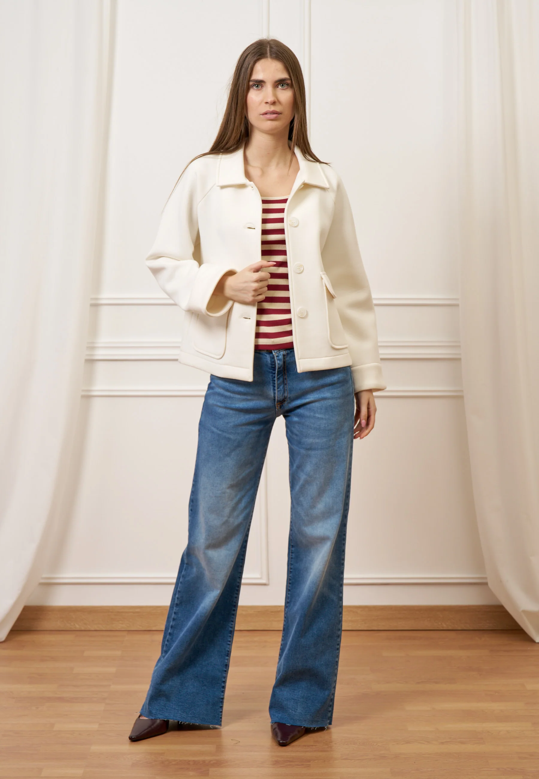 Cappotto accoppiato con tasche - AVORIO - Image 4
