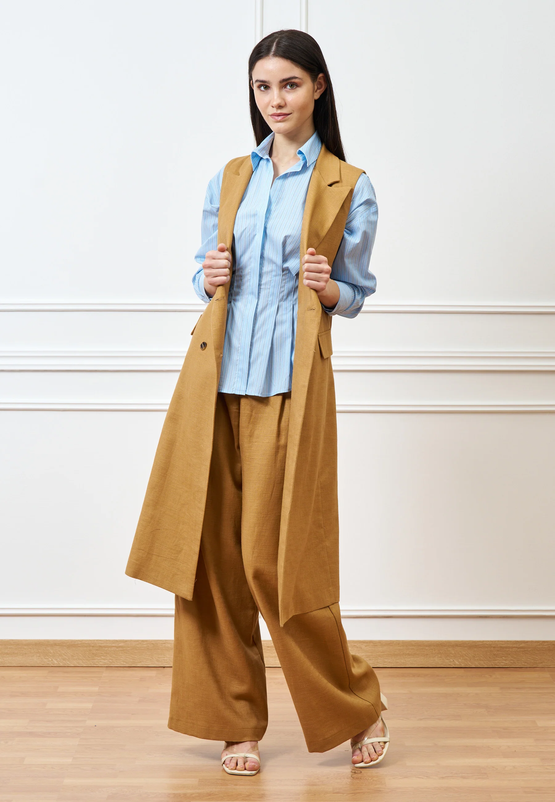 Cappotto lungo smanicato - CAMMELLO - Image 6