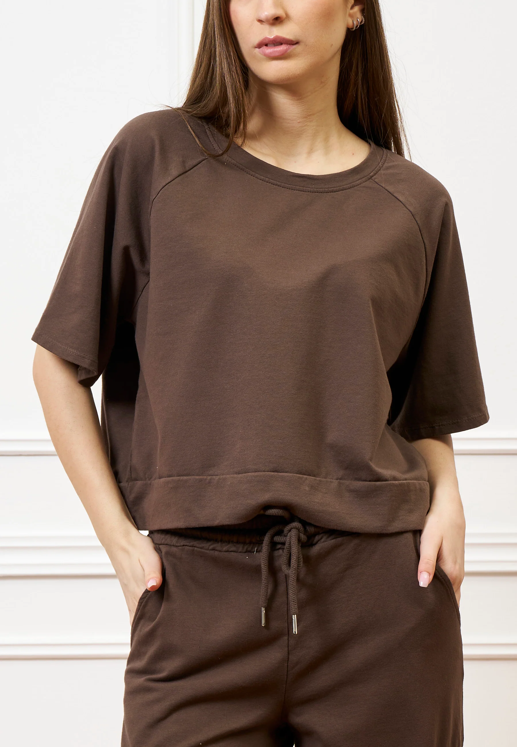 Felpa maniche corte raglan - MARRONE - Image 2