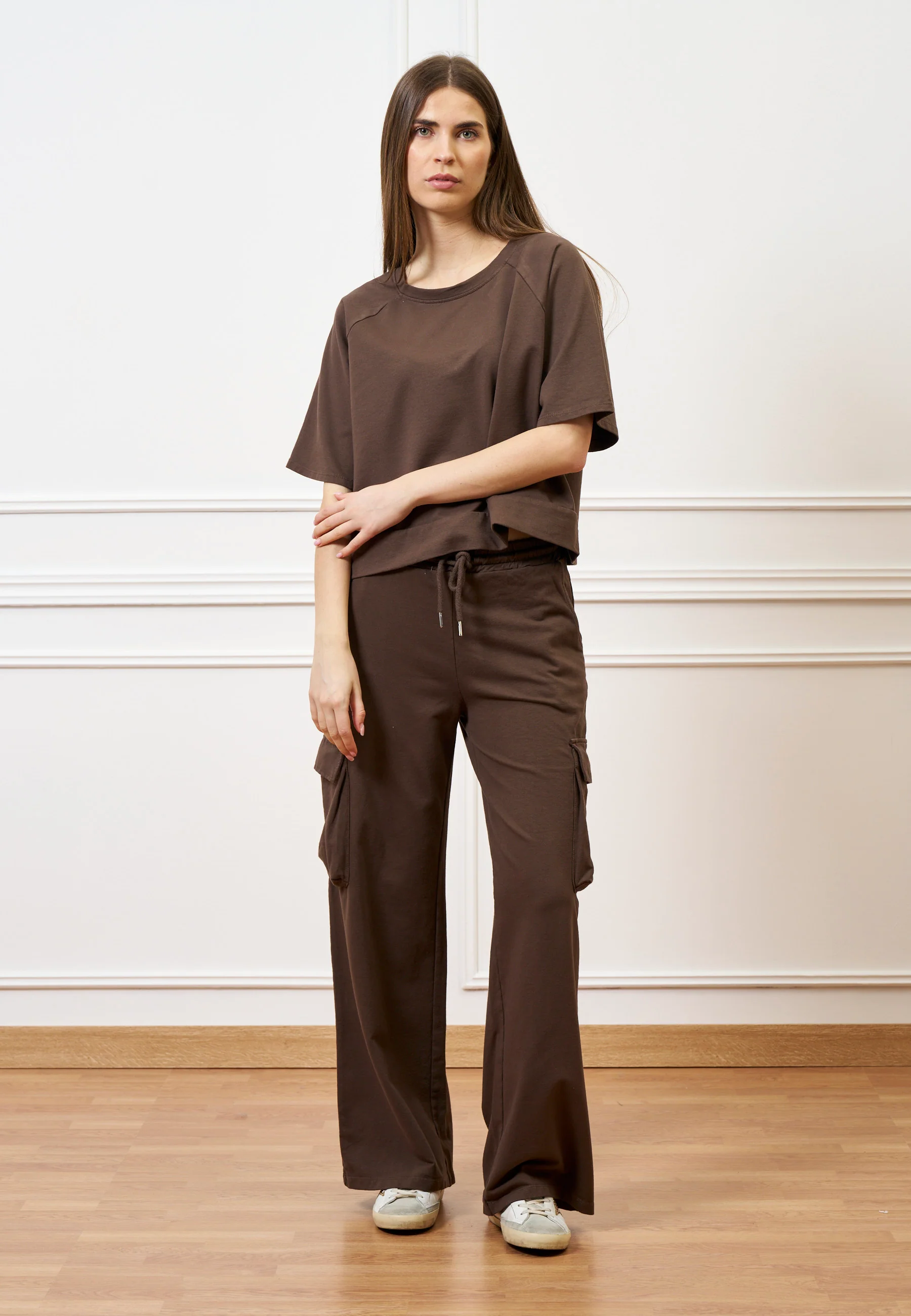 Felpa maniche corte raglan - MARRONE - Image 3