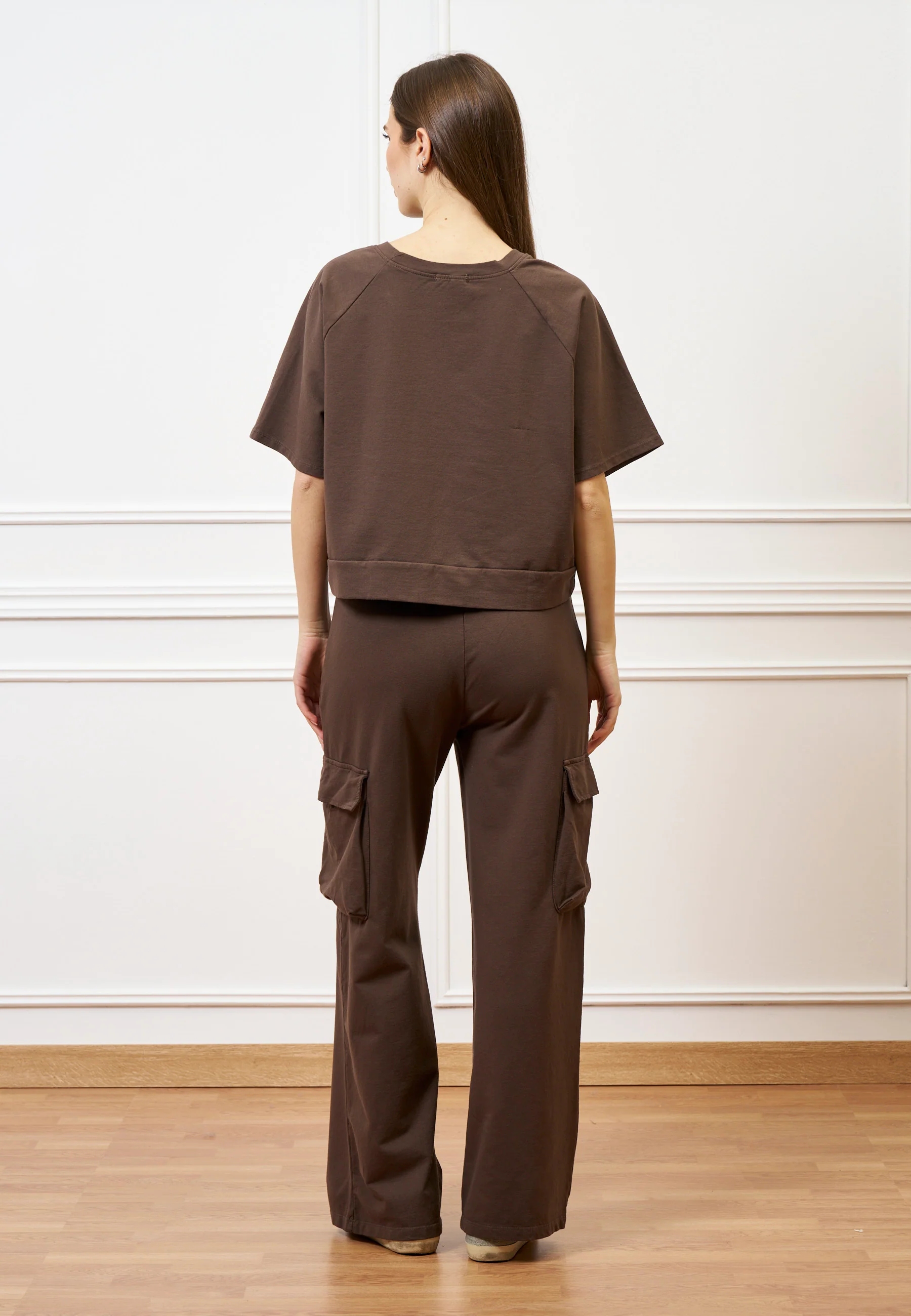 Felpa maniche corte raglan - MARRONE - Image 6