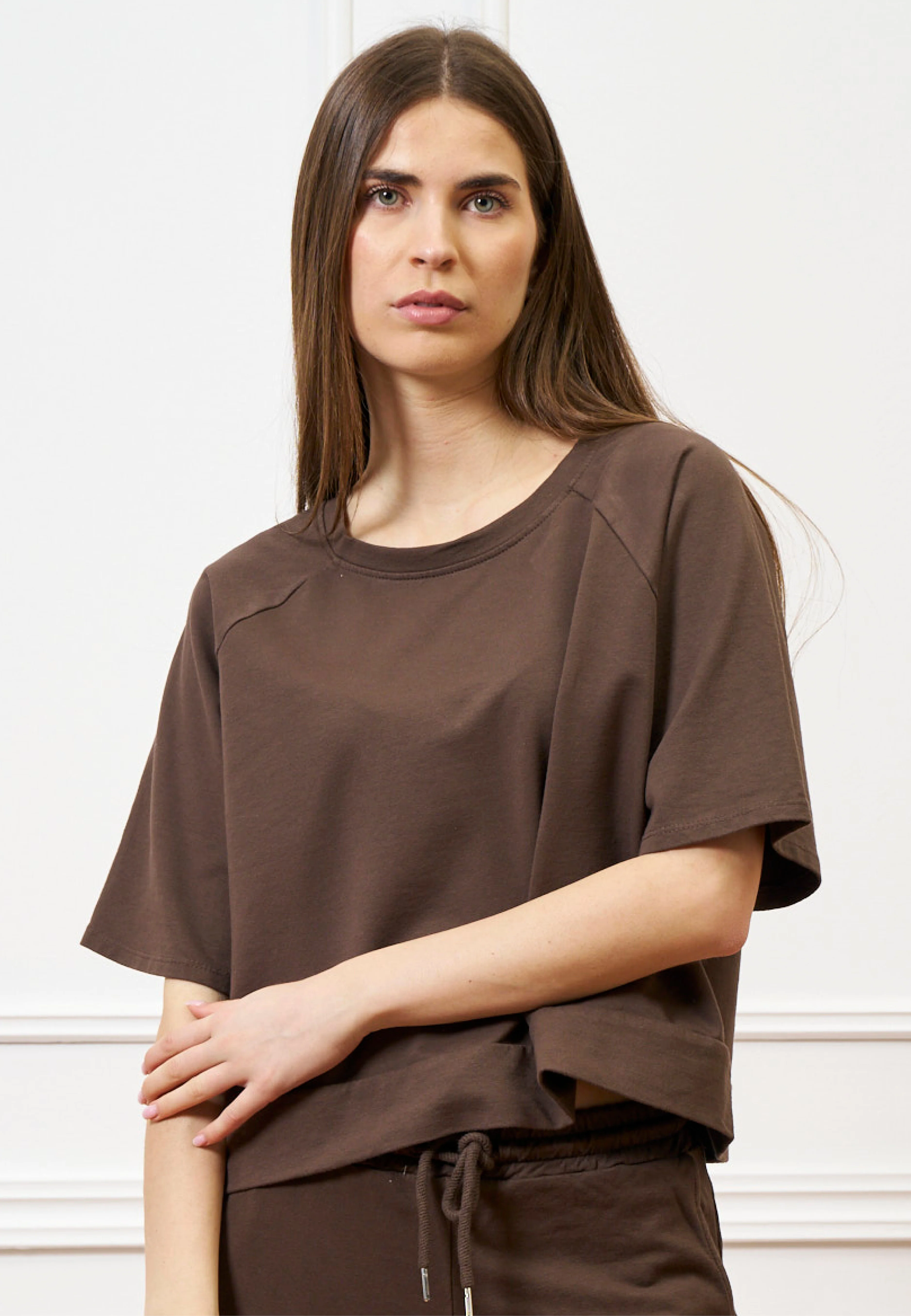 Felpa maniche corte raglan - MARRONE - Image 8