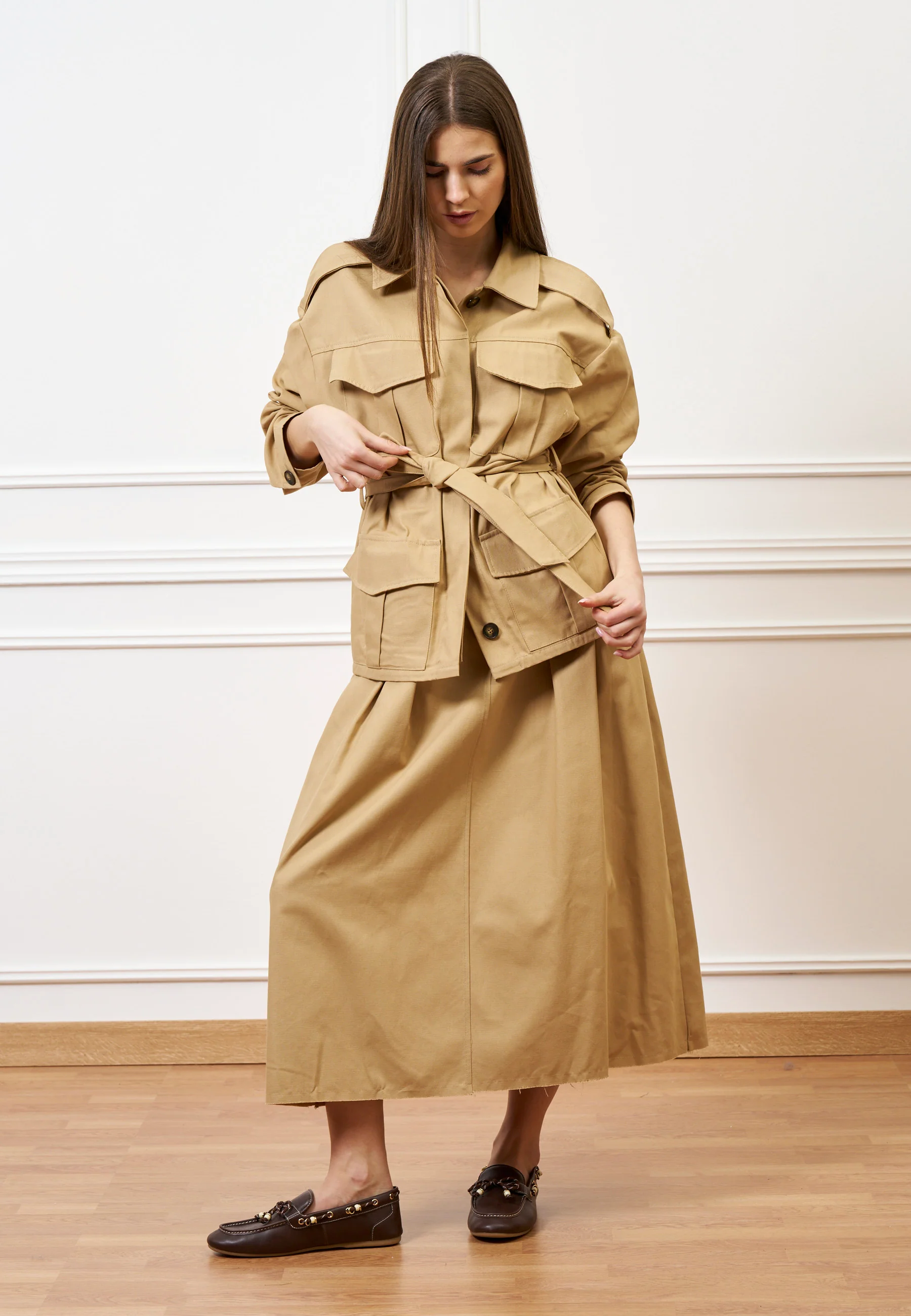 Giacca sahariana con cintura - BEIGE - Image 4