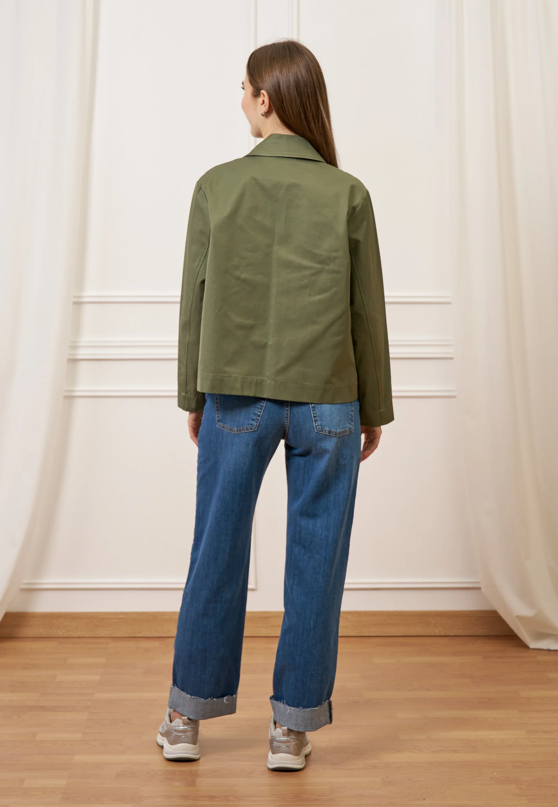 Giubbino in cotone con colletto - MILITARE - Image 5