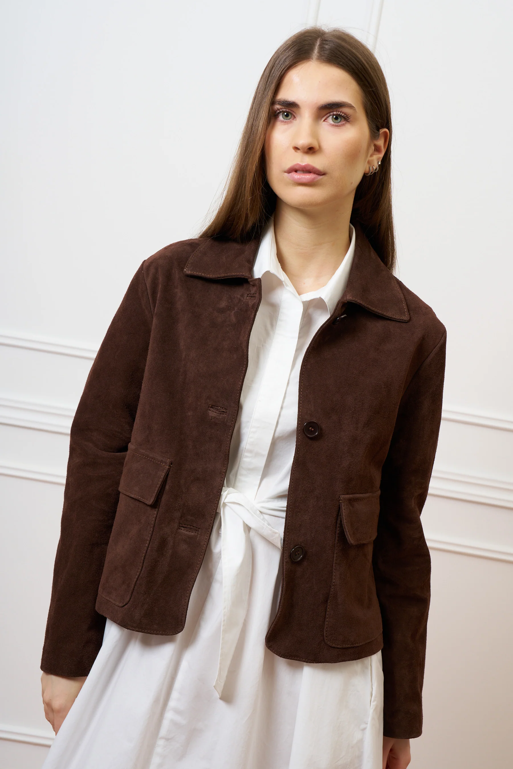 Giubbino in pelle scamosciata - MARRONE - Image 3