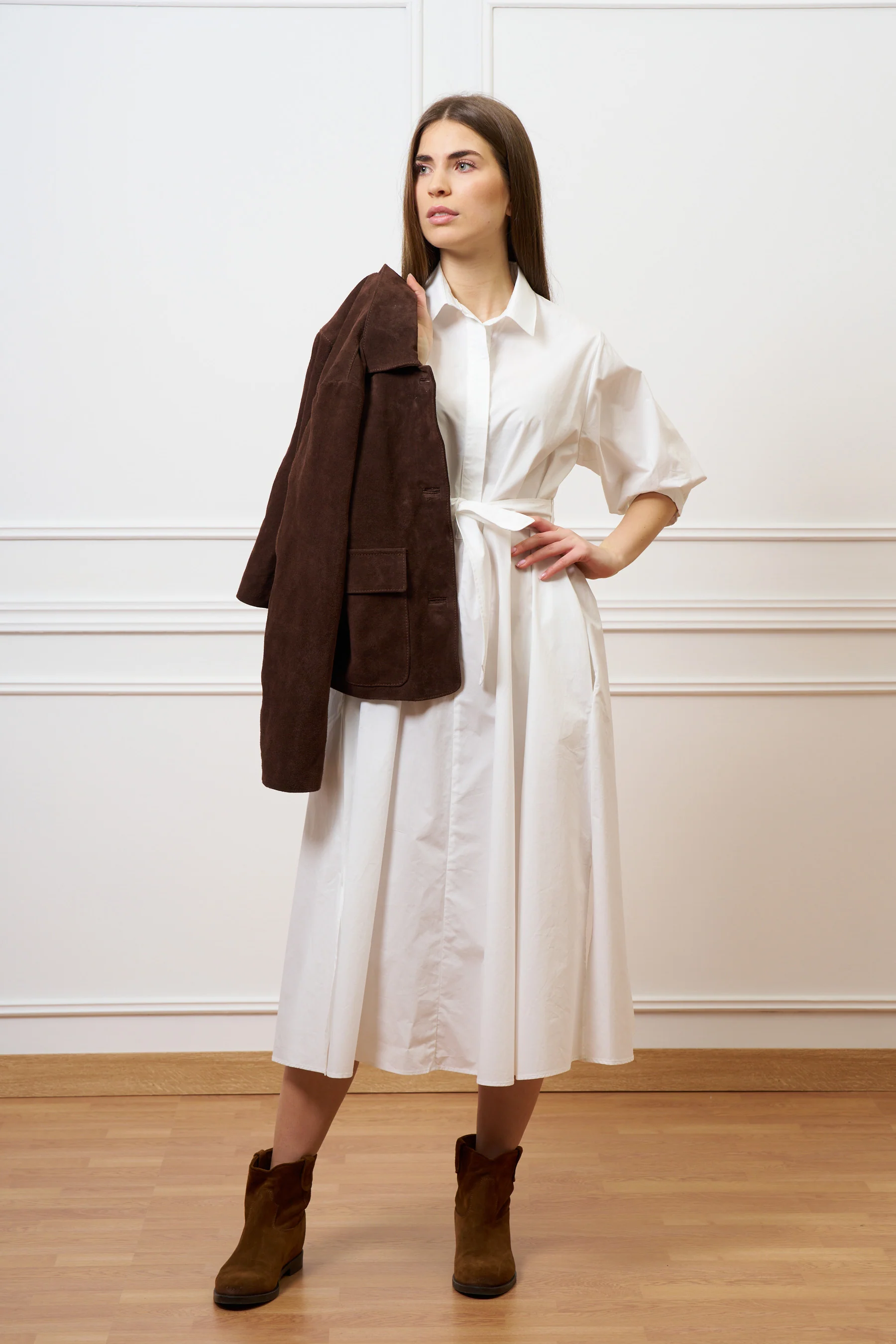 Giubbino in pelle scamosciata - MARRONE - Image 4
