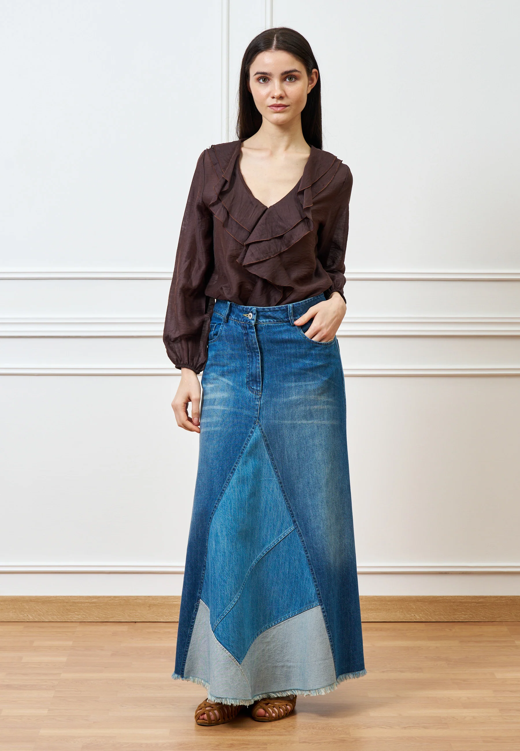 Gonna di jeans lunga sfrangiata - JEANS - Image 10