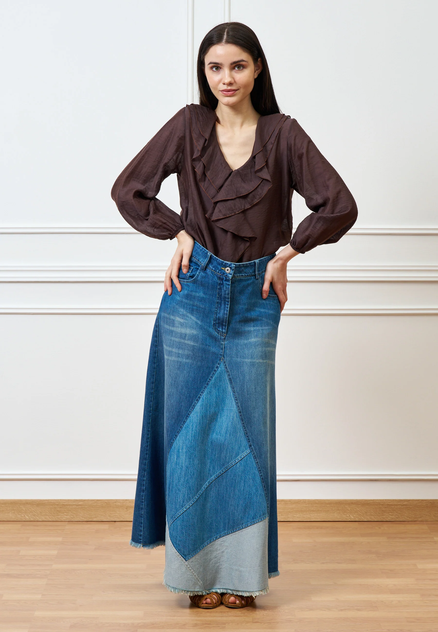 Gonna di jeans lunga sfrangiata - JEANS - Image 11