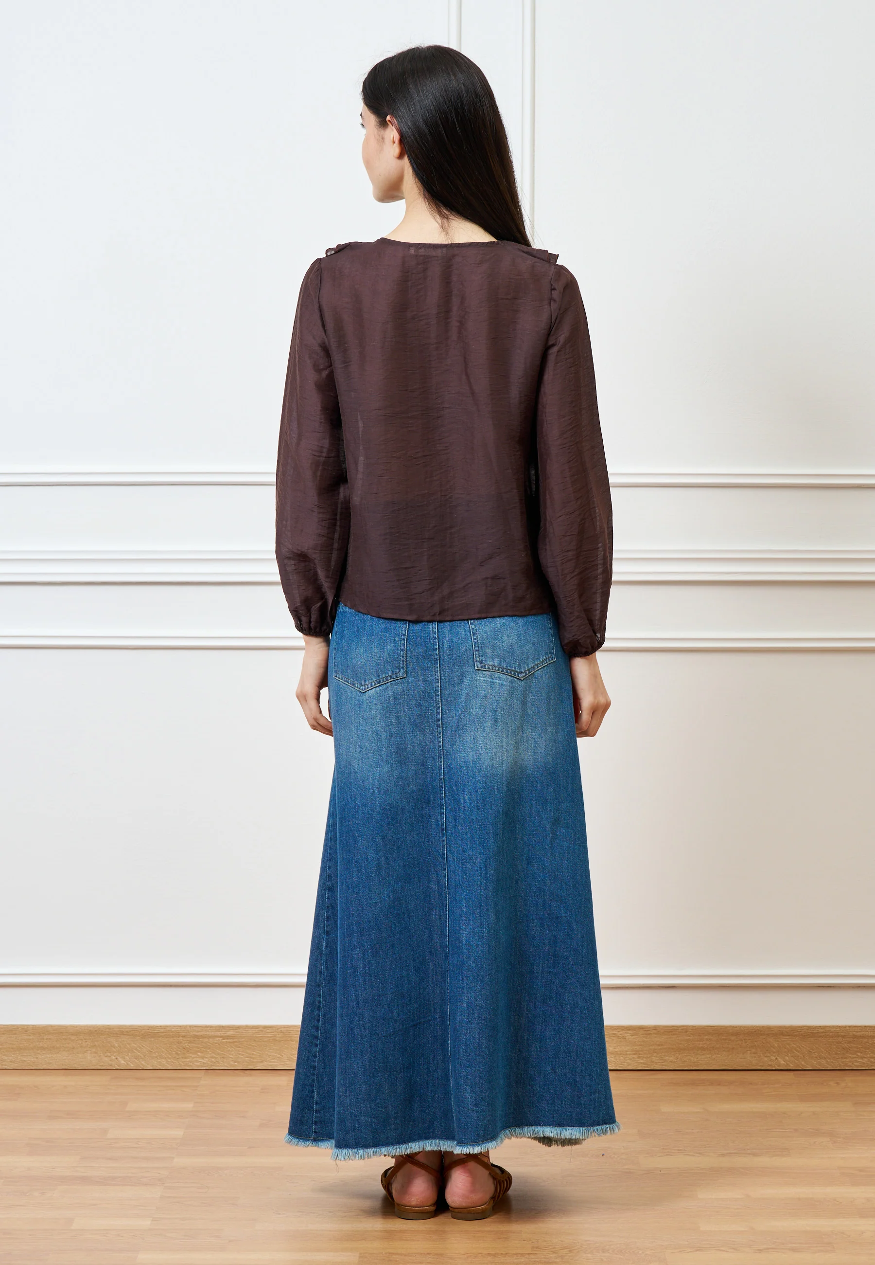Gonna di jeans lunga sfrangiata - JEANS - Image 12