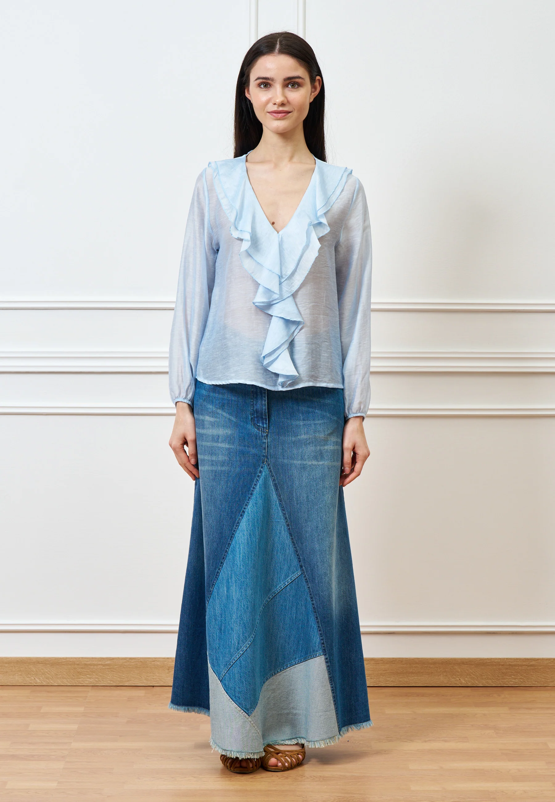 Gonna di jeans lunga sfrangiata - JEANS - Image 13