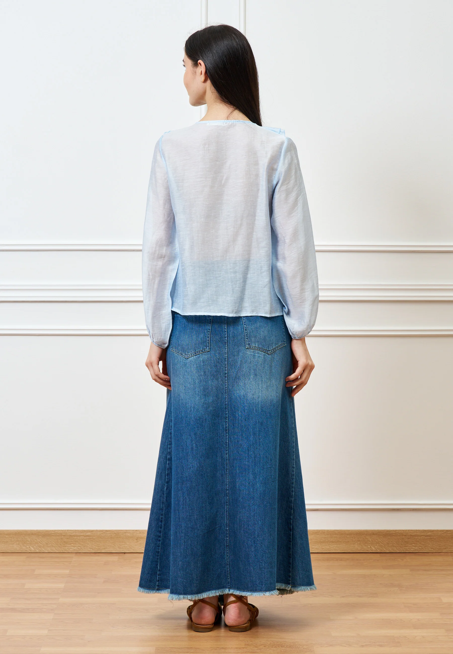 Gonna di jeans lunga sfrangiata - JEANS - Image 14