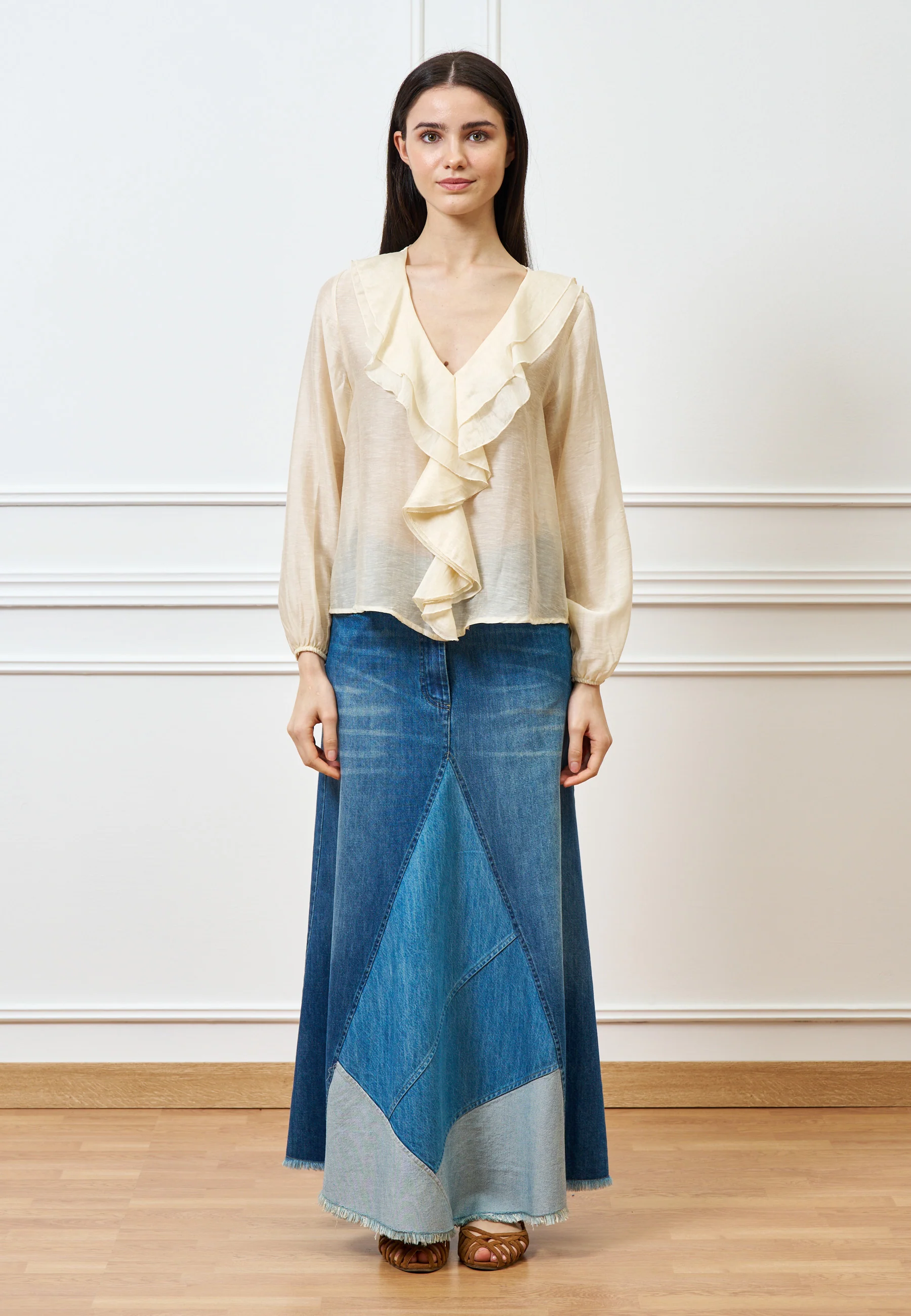 Gonna di jeans lunga sfrangiata - JEANS - Image 16