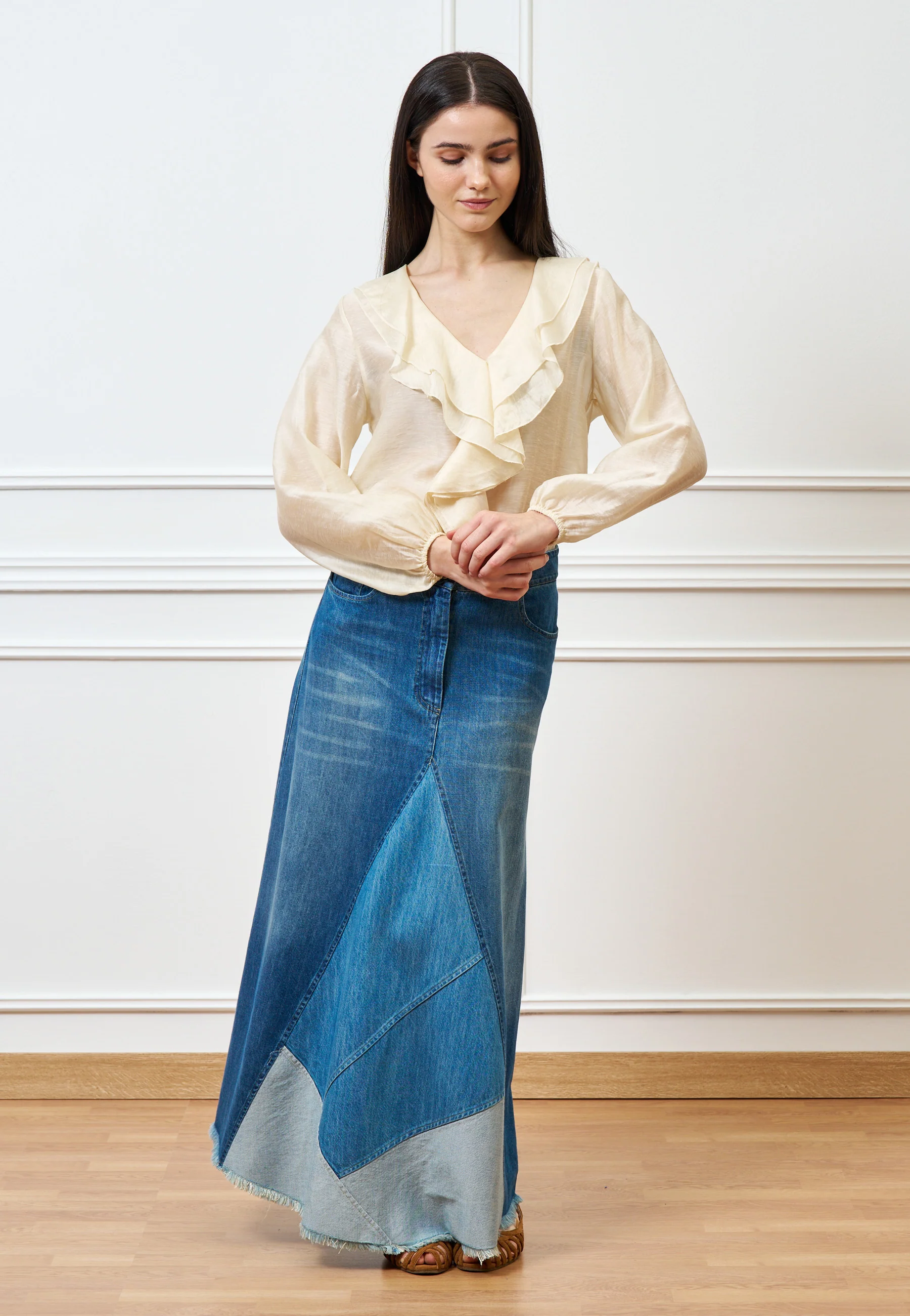 Gonna di jeans lunga sfrangiata - JEANS - Image 17