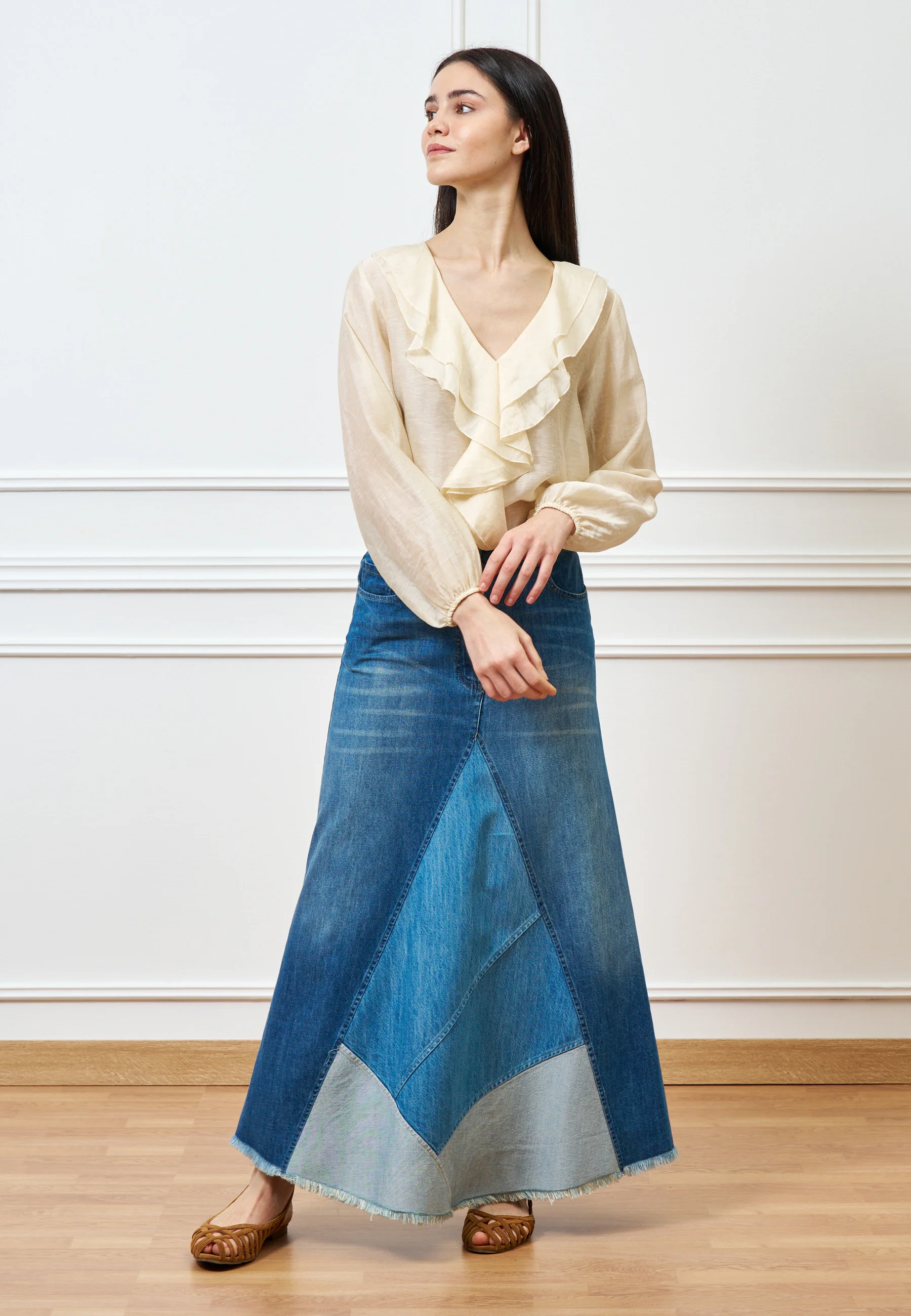 Gonna di jeans lunga sfrangiata - JEANS - Image 18