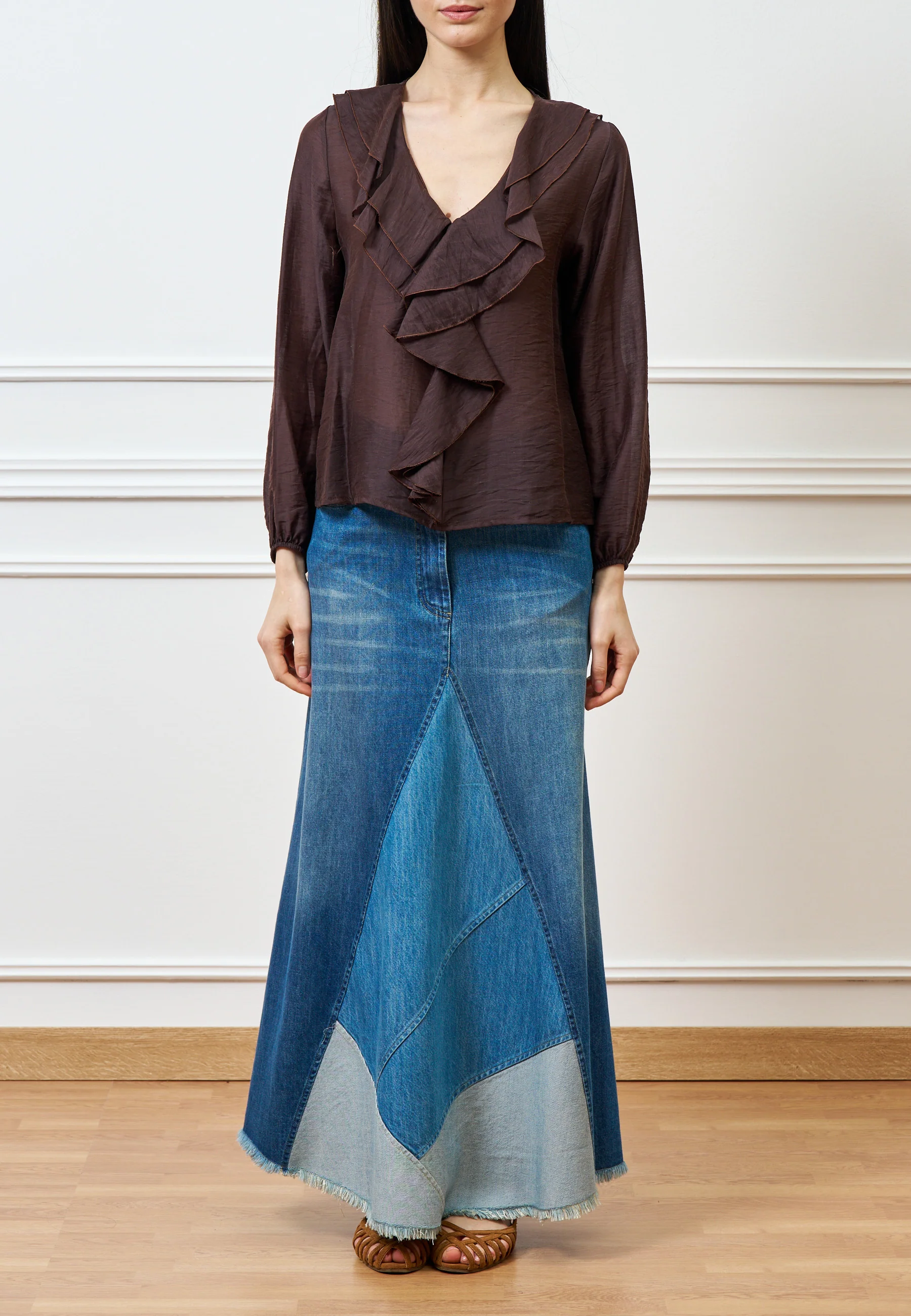 Gonna di jeans lunga sfrangiata - JEANS - Image 8
