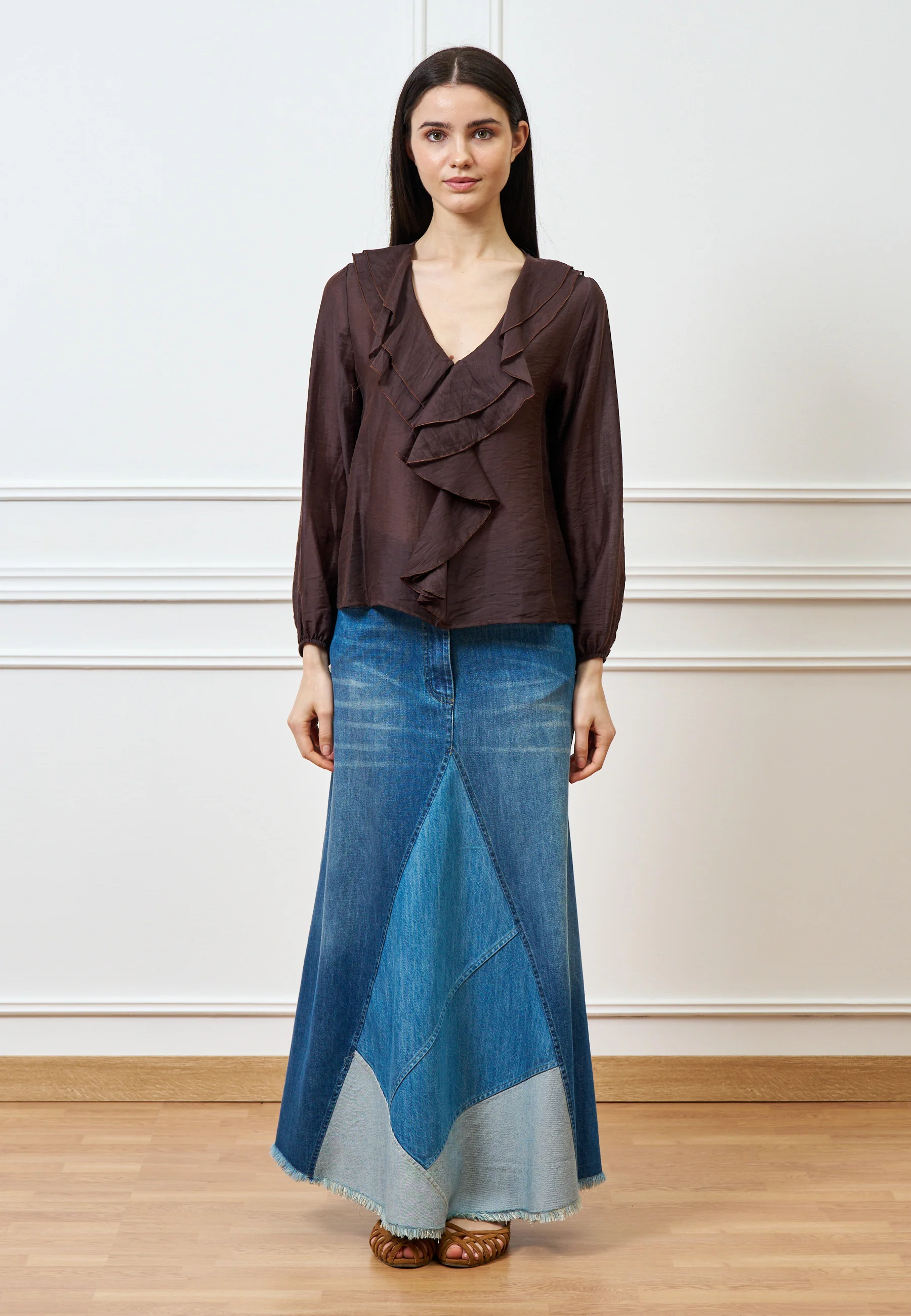 Gonna di jeans lunga sfrangiata - JEANS - Image 9