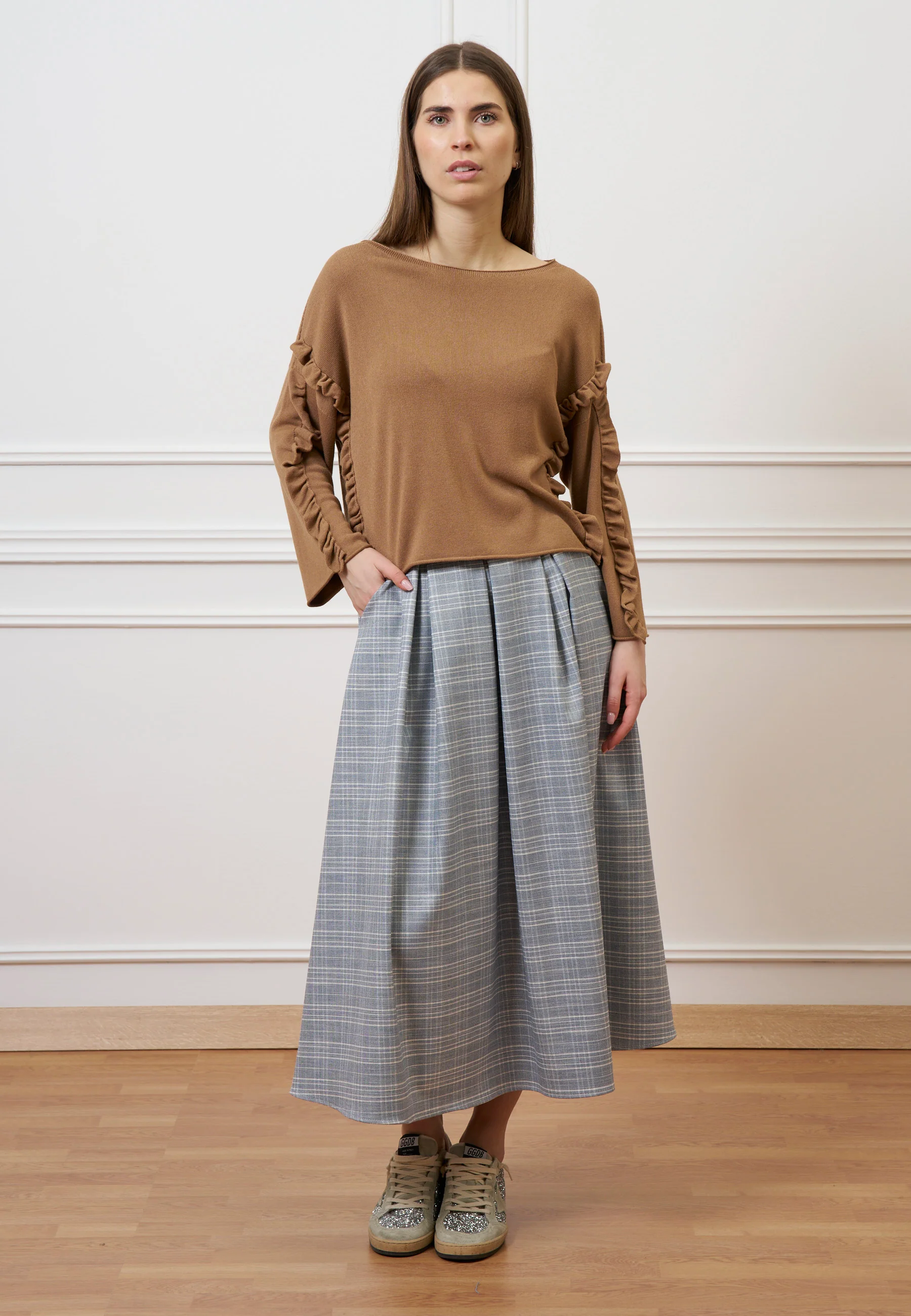 Gonna midi a quadri - JEANS - Image 10