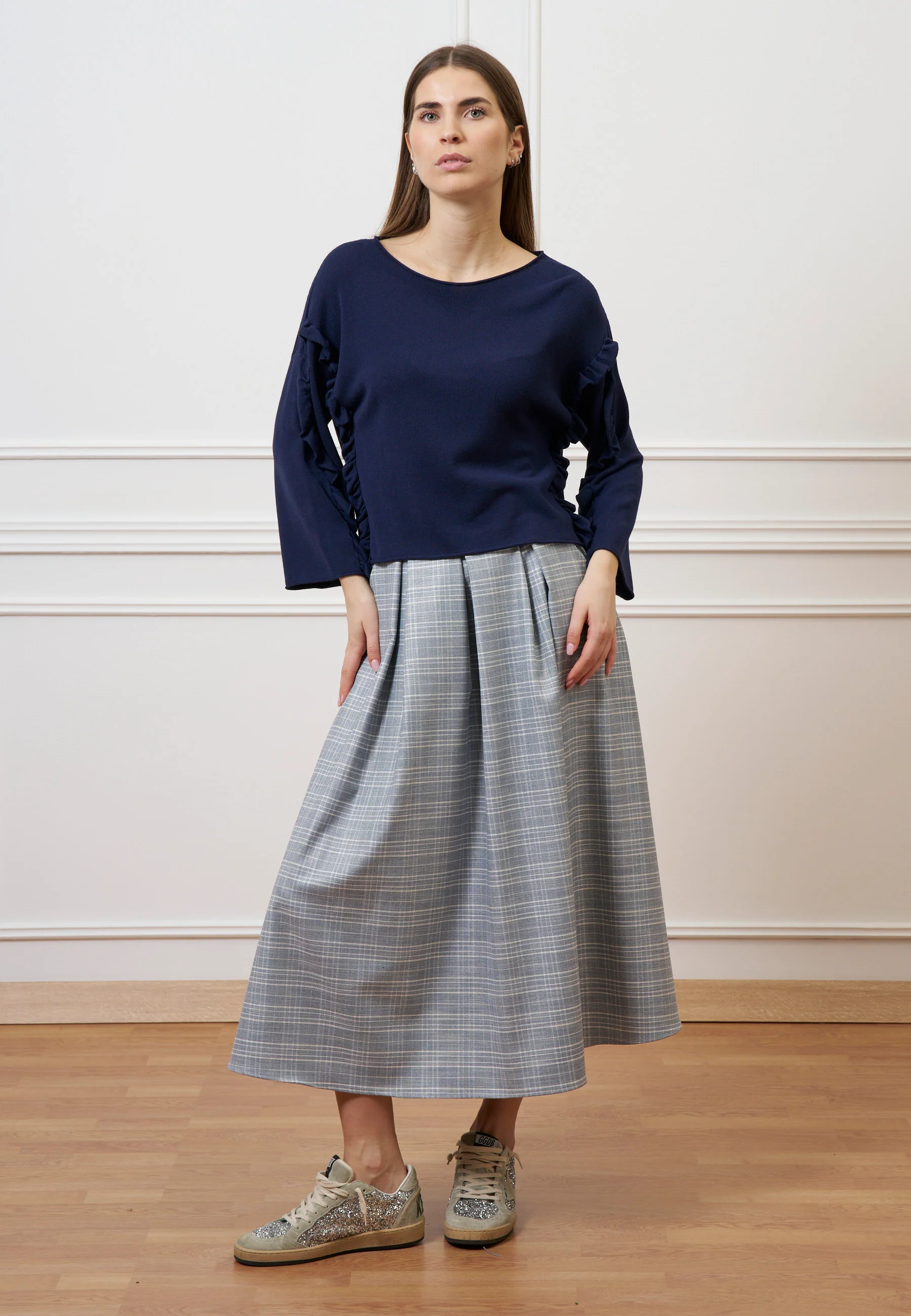 Gonna midi a quadri - JEANS - Image 13