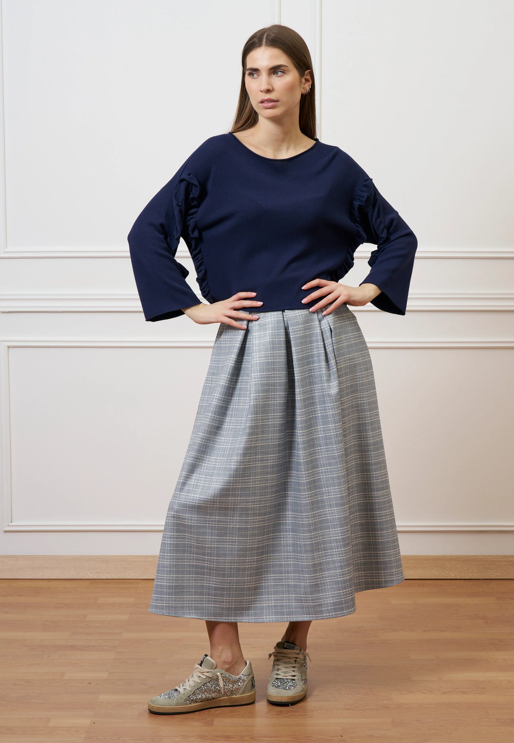 Gonna midi a quadri - JEANS - Image 14