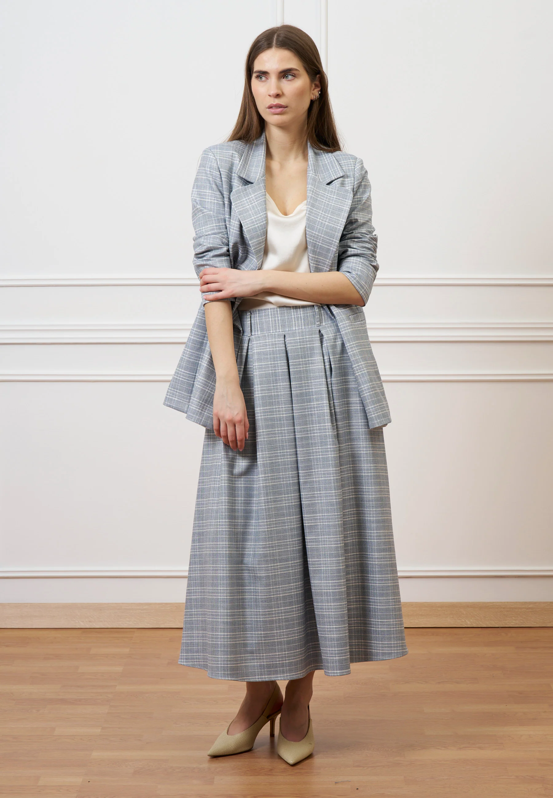Gonna midi a quadri - JEANS - Image 4