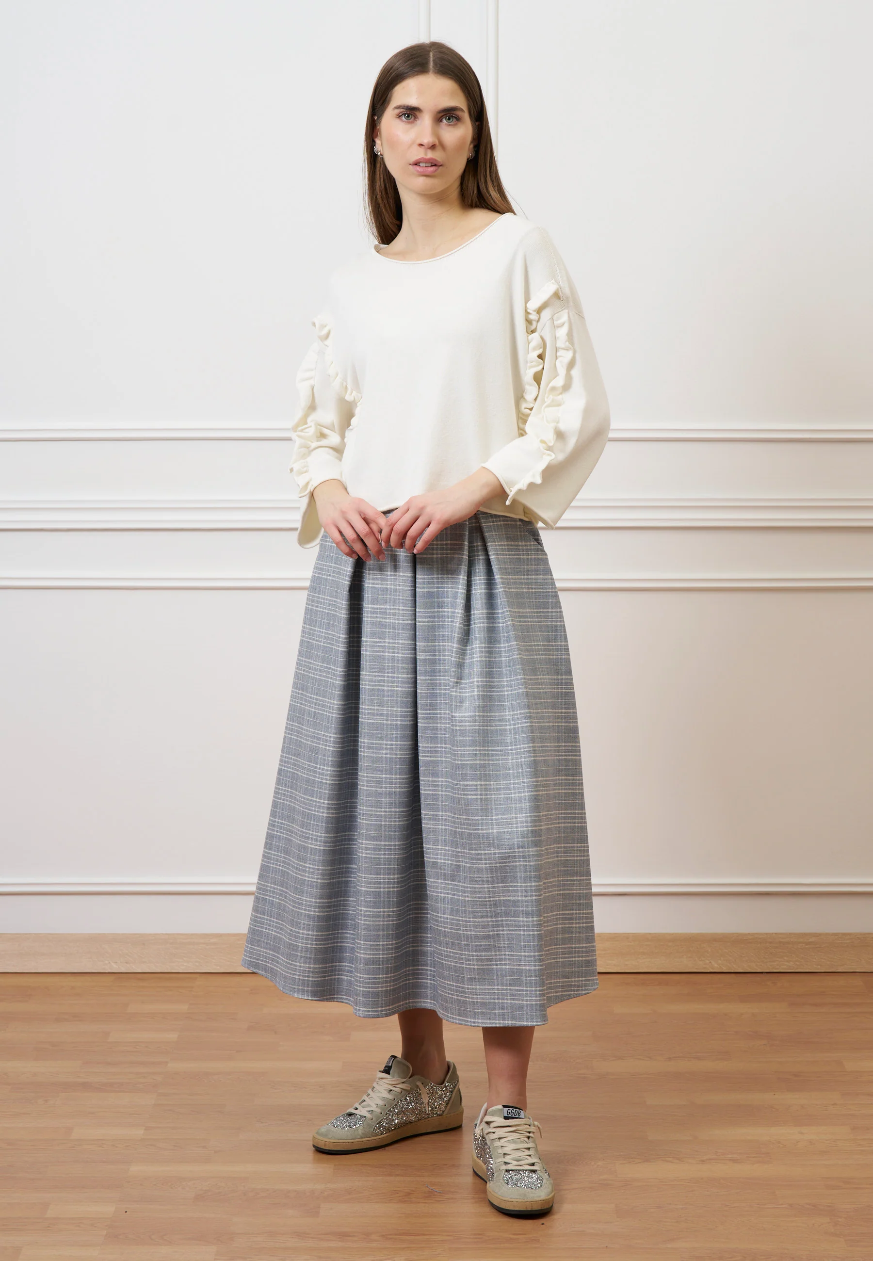 Gonna midi a quadri - JEANS - Image 8