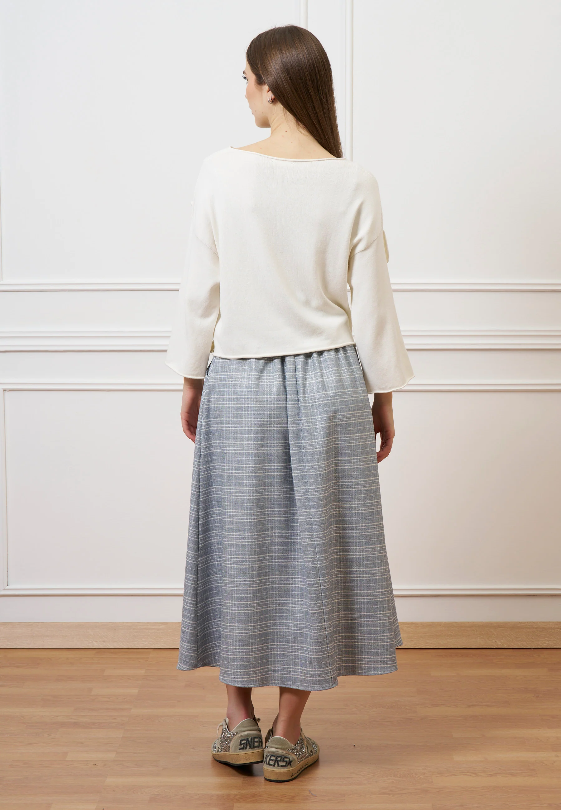 Gonna midi a quadri - JEANS - Image 9