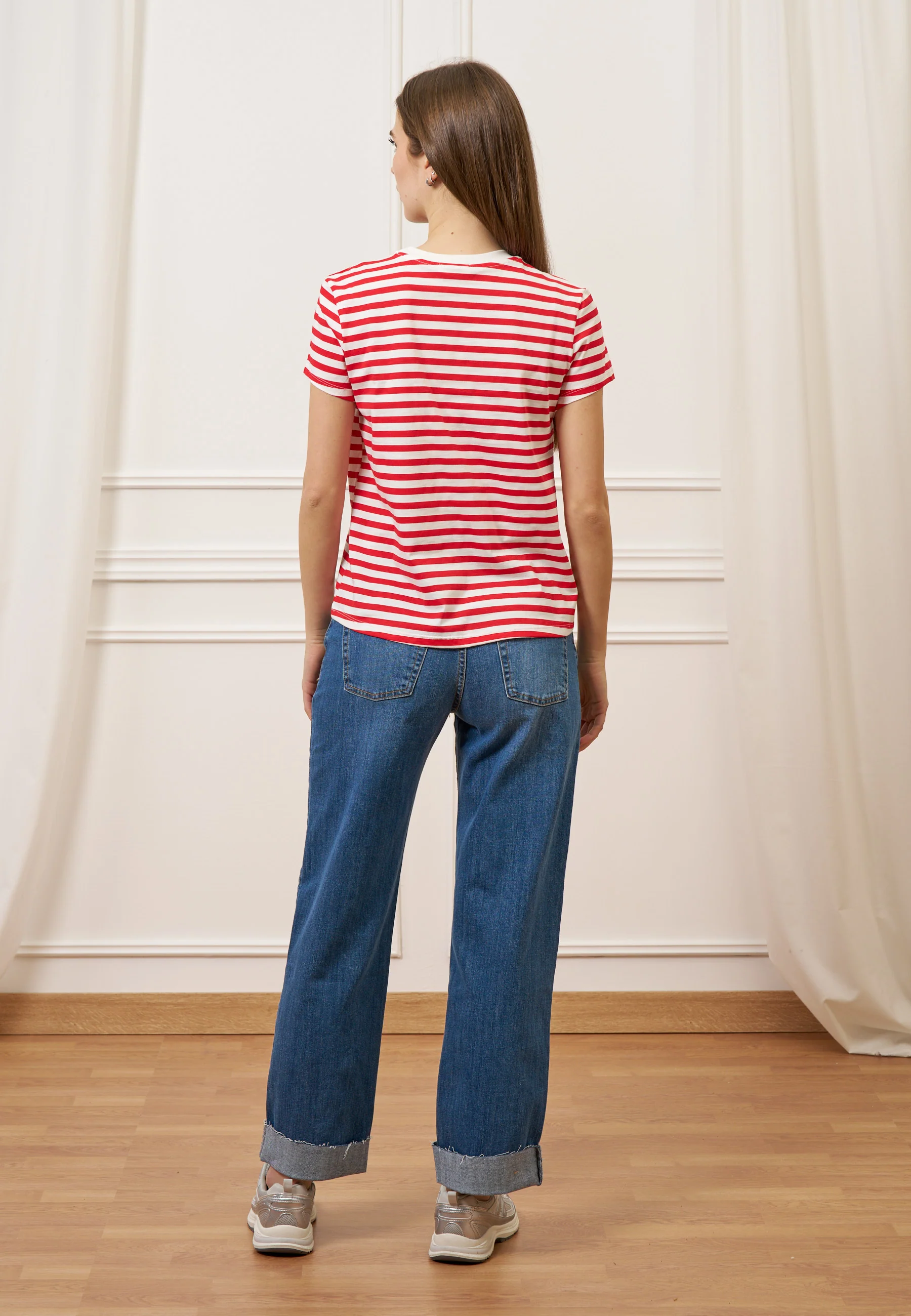 Jeans a vita alta con risvolto - JEANS - Image 6
