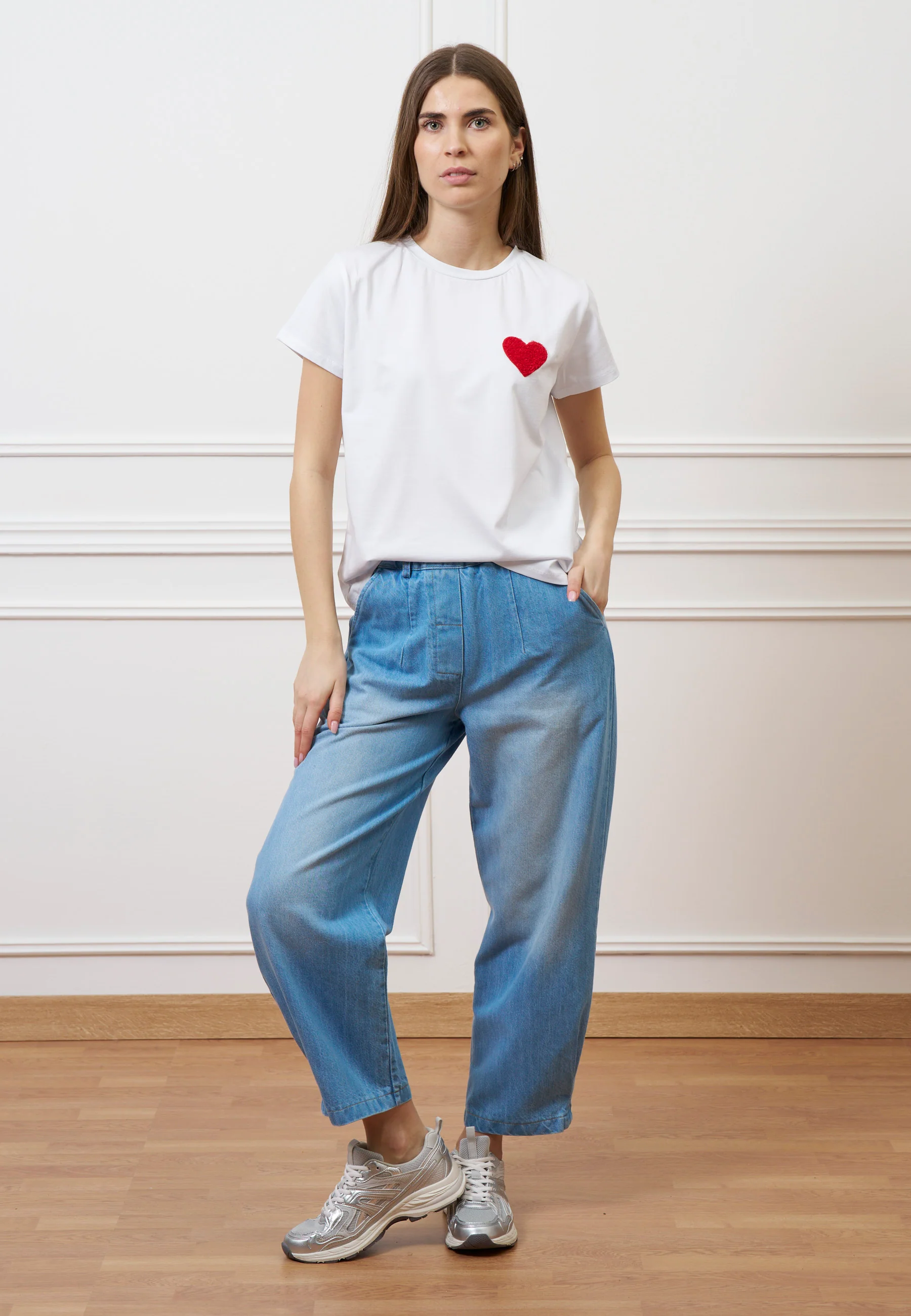 Jeans con elastico in vita - BLU - Image 8