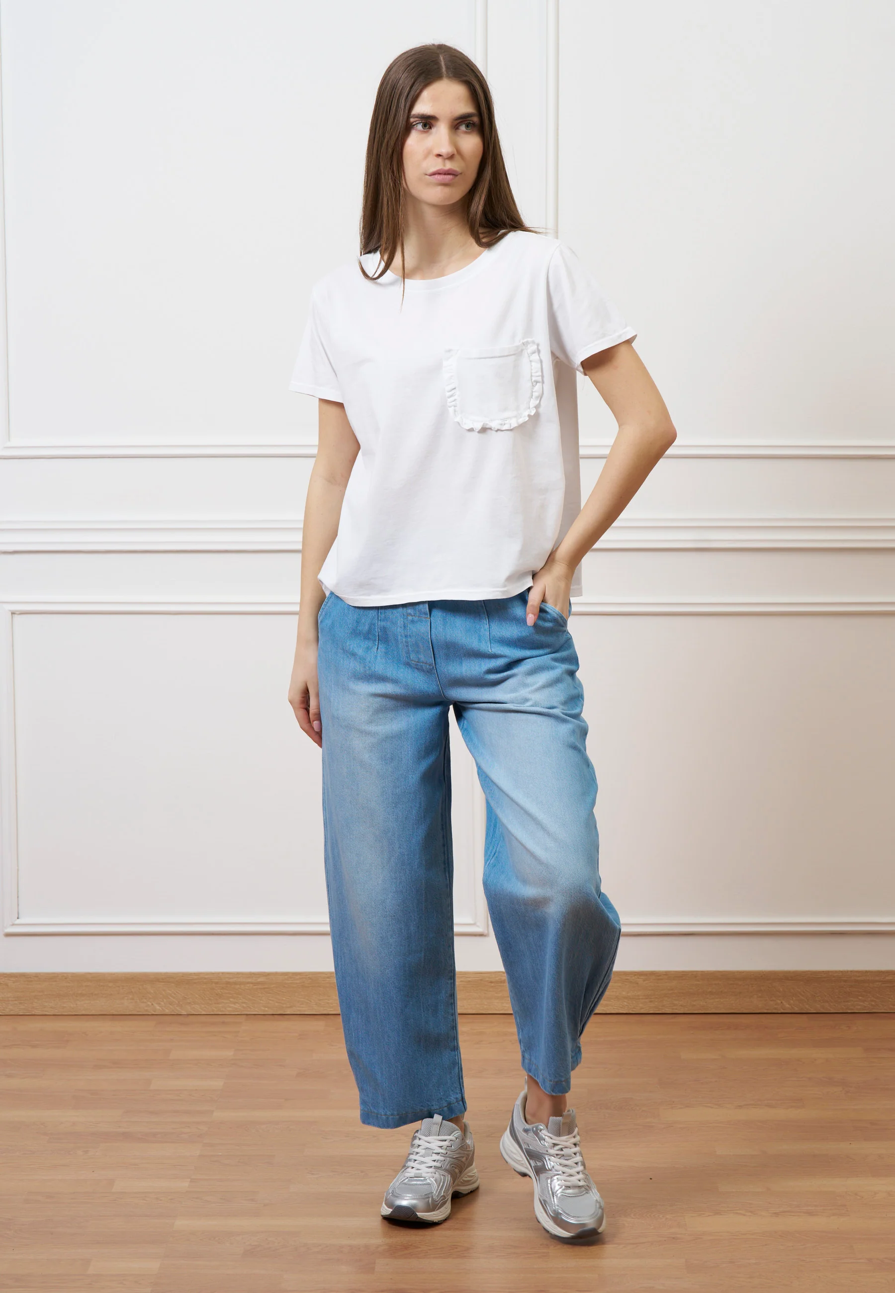 Jeans con elastico in vita - BLU - Image 9
