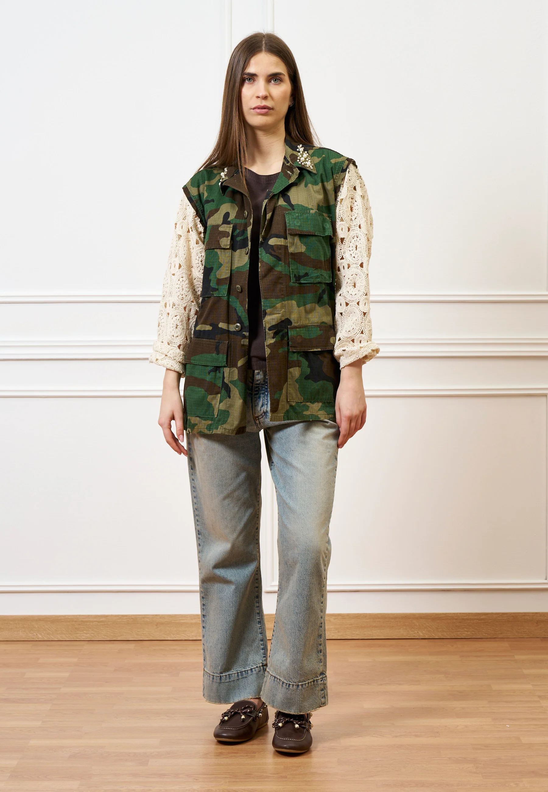 Jeans cropped con cucitura alta fondo - JEANS - Image 14