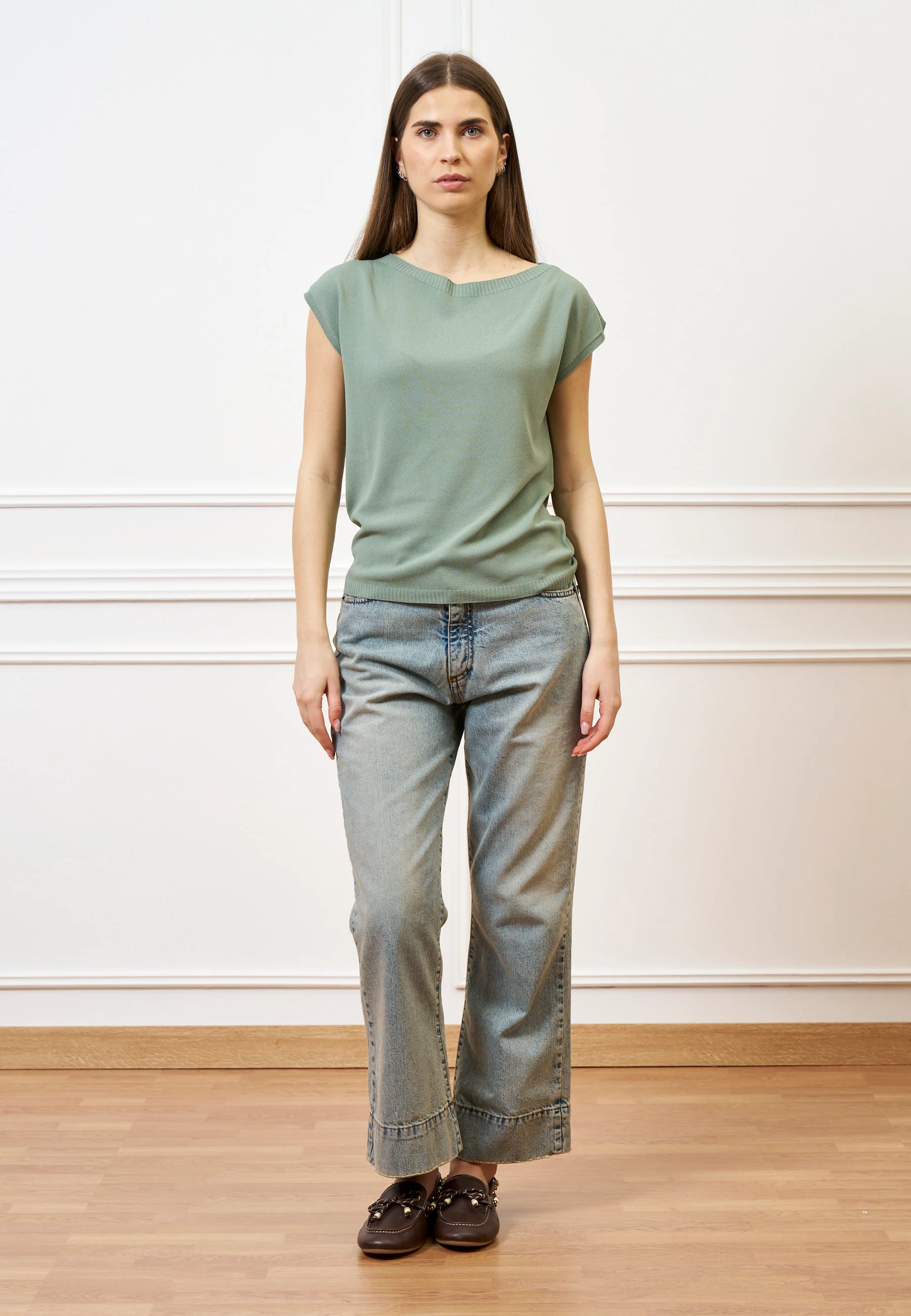 Jeans cropped con cucitura alta fondo - JEANS - Image 17