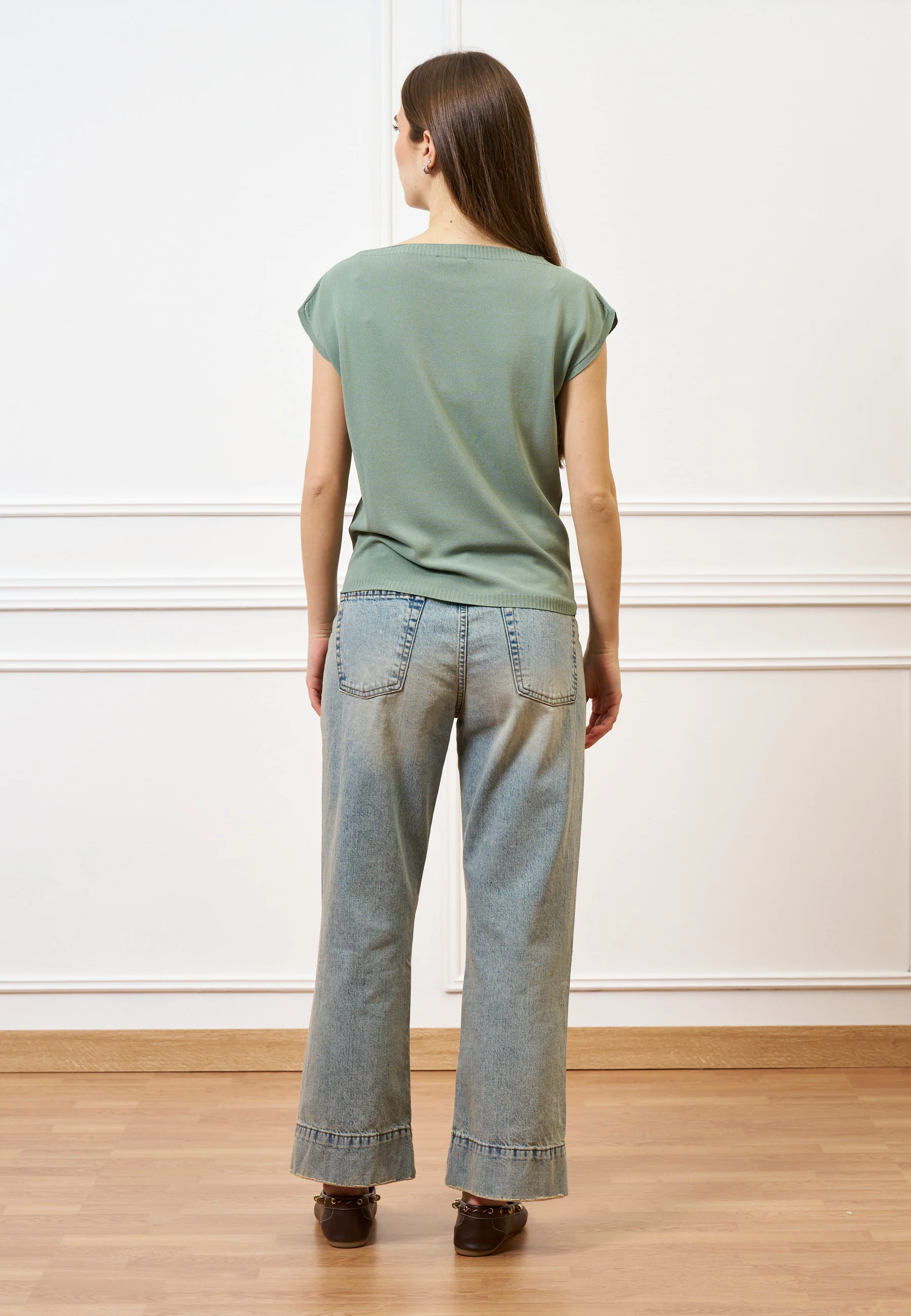 Jeans cropped con cucitura alta fondo - JEANS - Image 18