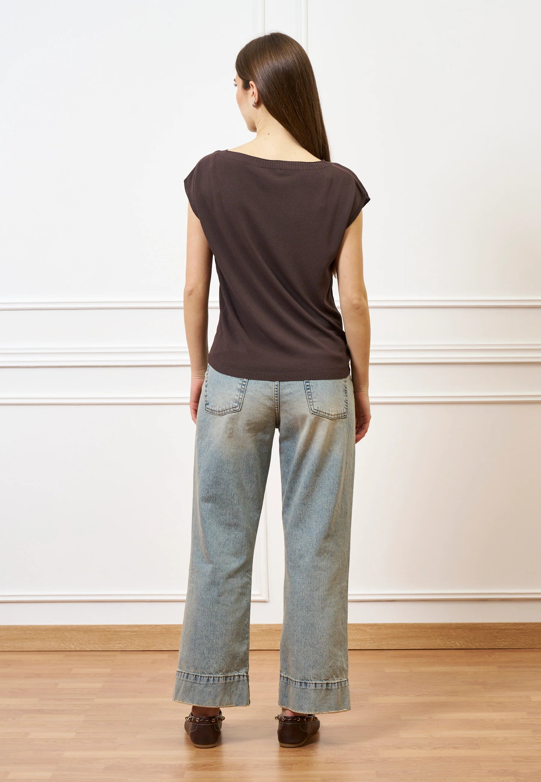 Jeans cropped con cucitura alta fondo - JEANS - Image 5