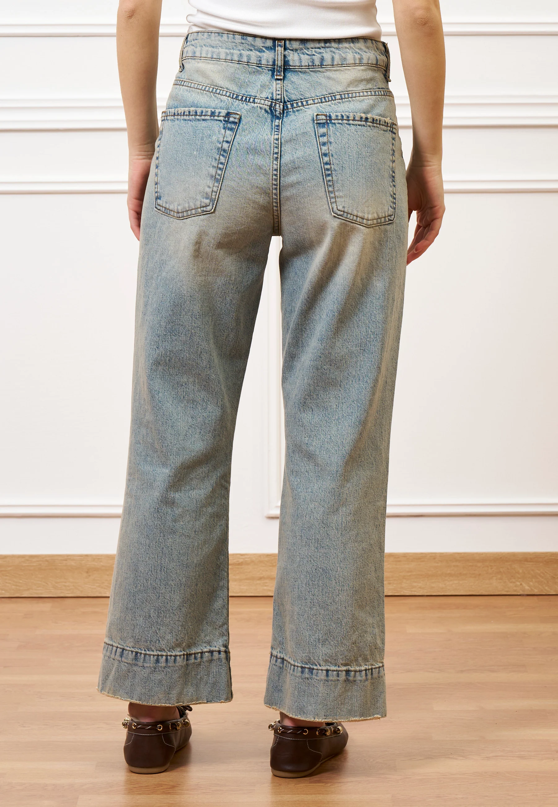 Jeans cropped con cucitura alta fondo - JEANS - Image 6